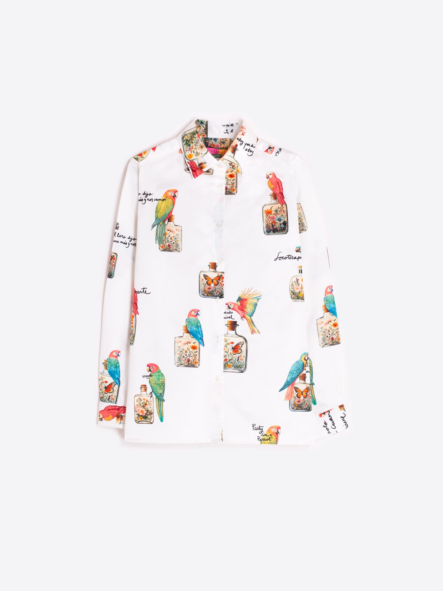 CAMISA BLANCA ESTAMPADO LOROS