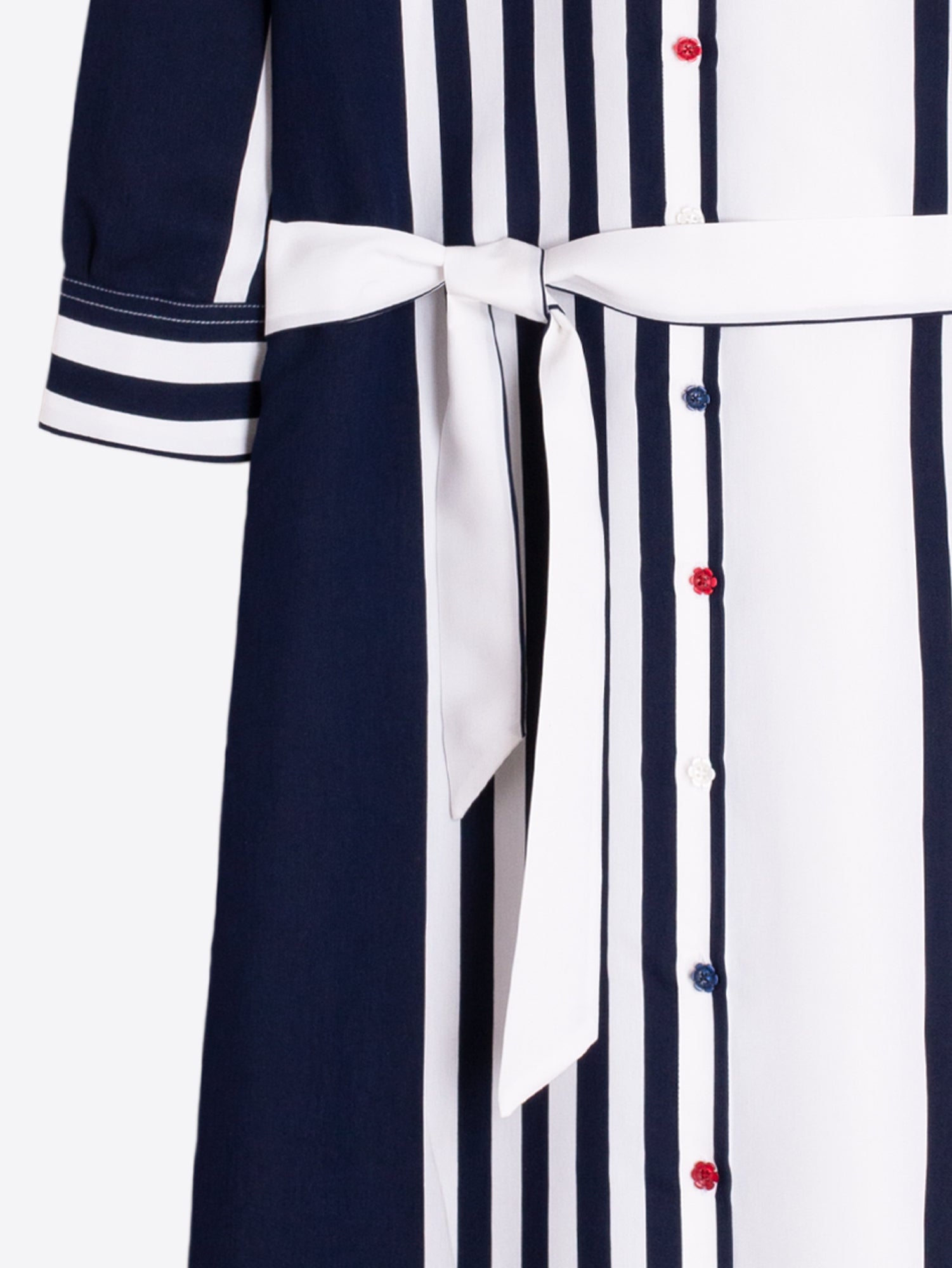 VESTIDO CAMISERO RAYAS MARINO Y BLANCO