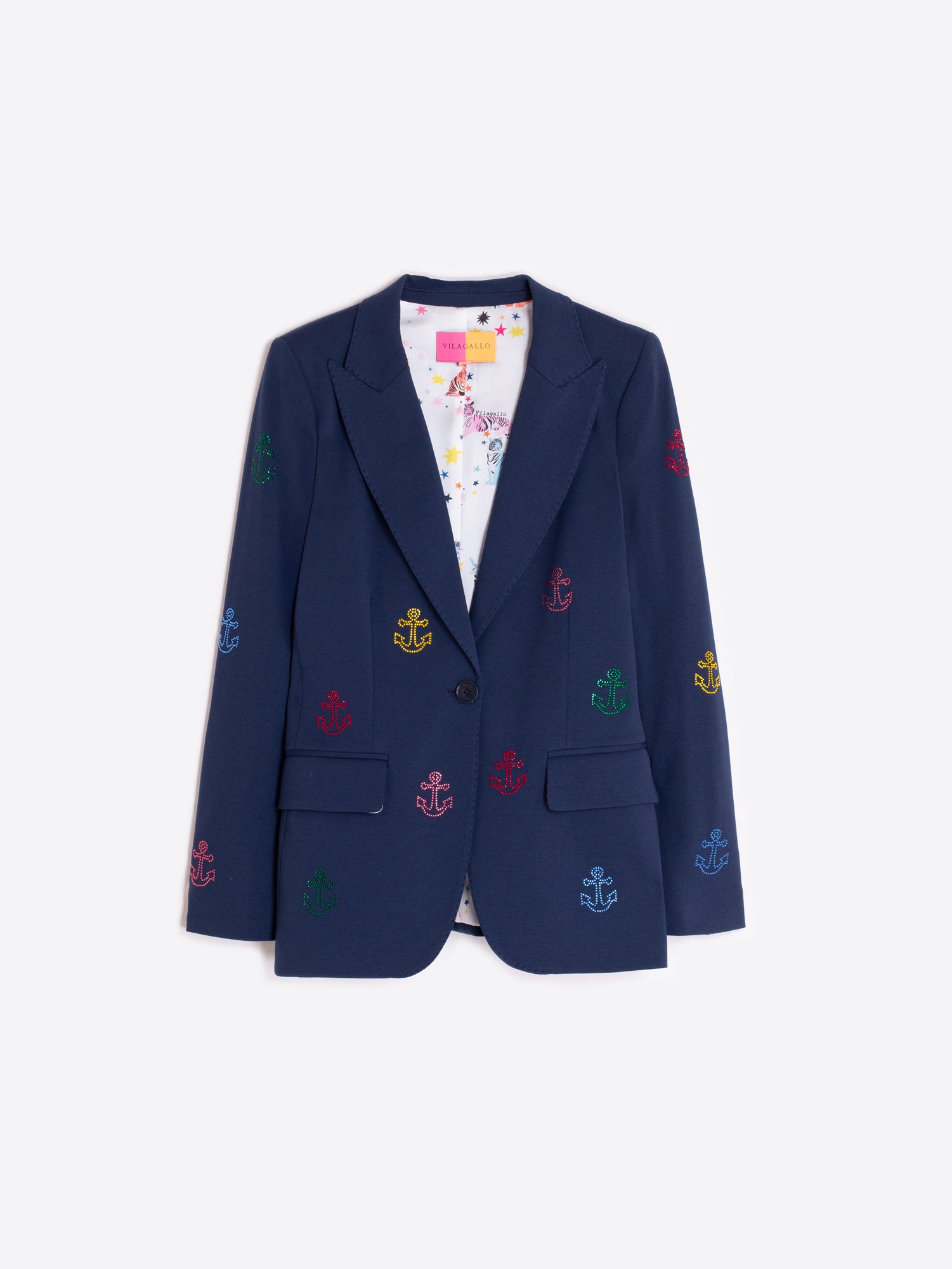 CHAQUETA AZUL MARINO ANCLAS BORDADAS