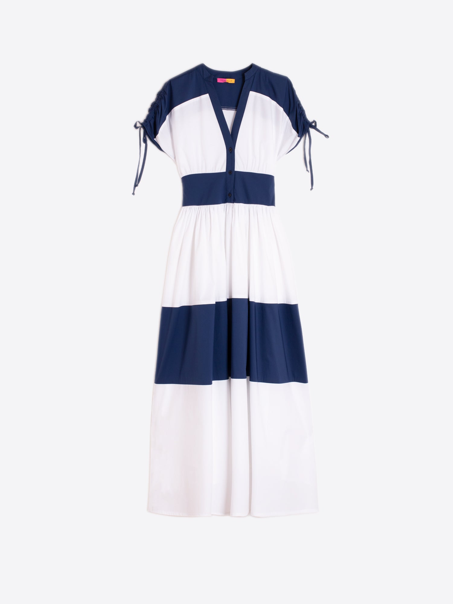 VESTIDO BLANCO Y MARINO