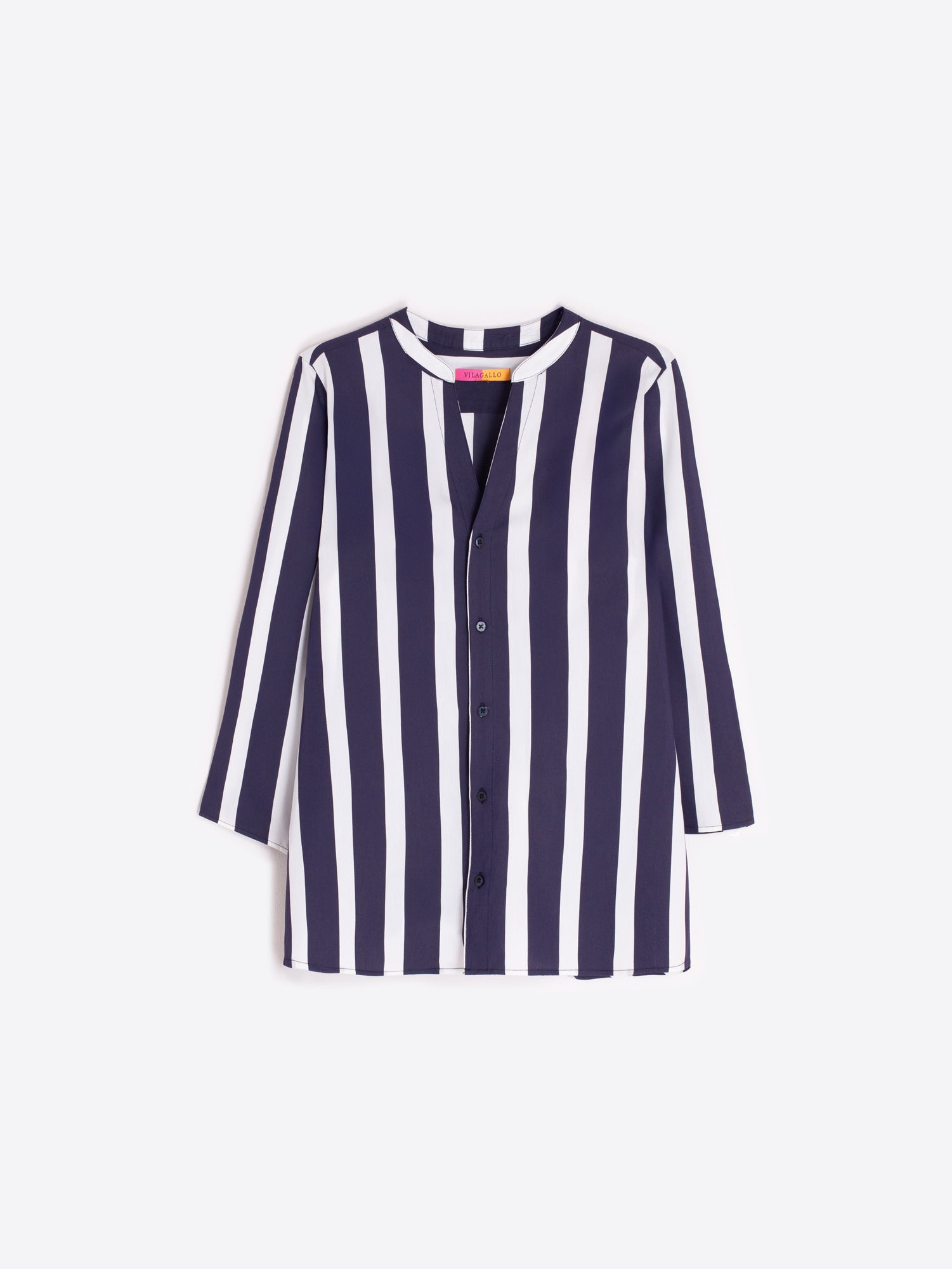 CAMISA RAYAS MARINO Y BLANCO CUELLO ABIERTO
