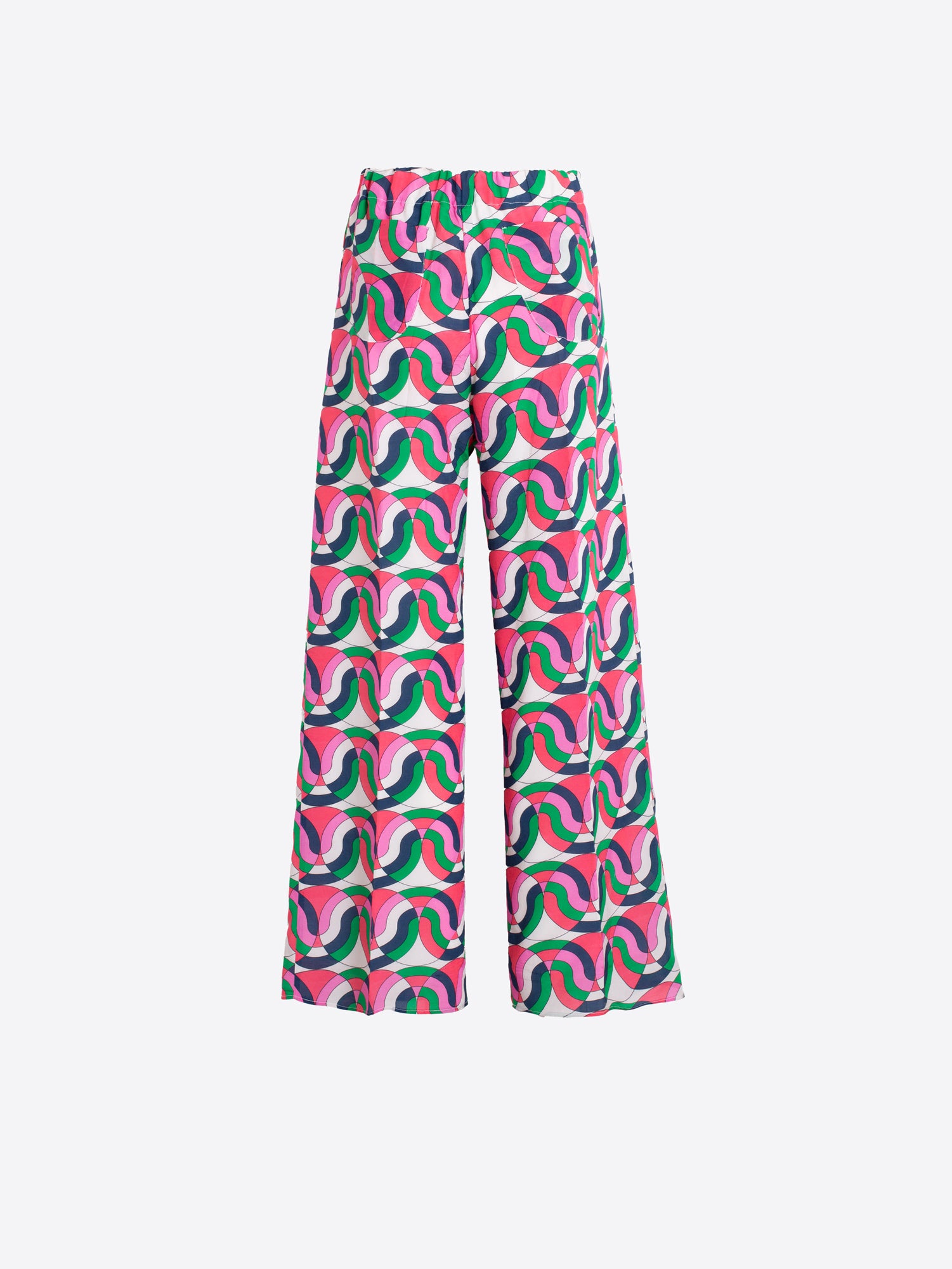PANTALÓN ESTAMPADO GEOMÉTRICO MULTICOLOR DE PIERNA ANCHA