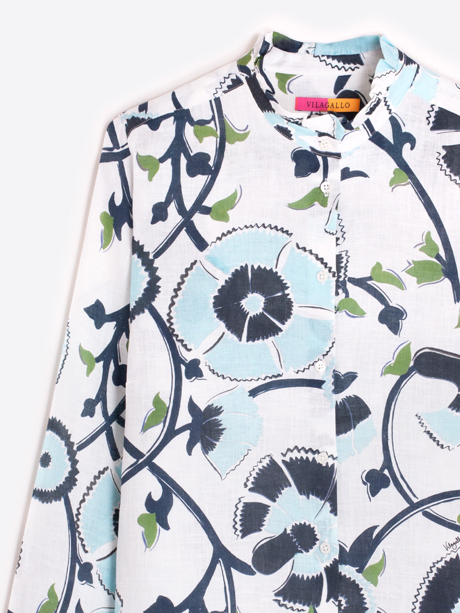 CAMISA ESTAMPADO FLORAL AZUL Y VERDE