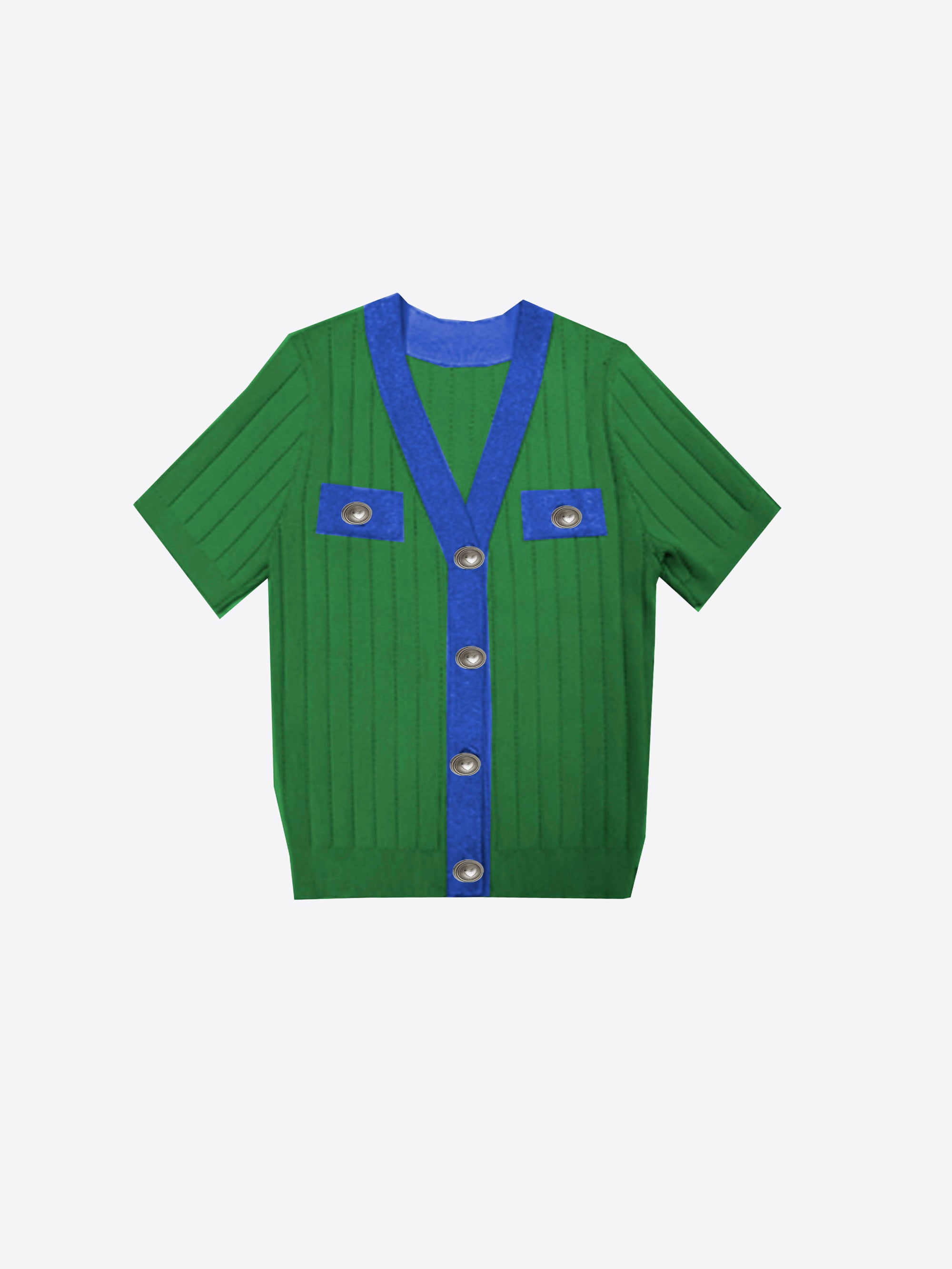 KNITWEAR CARDIGAN M/CORTA VERDE AZUL