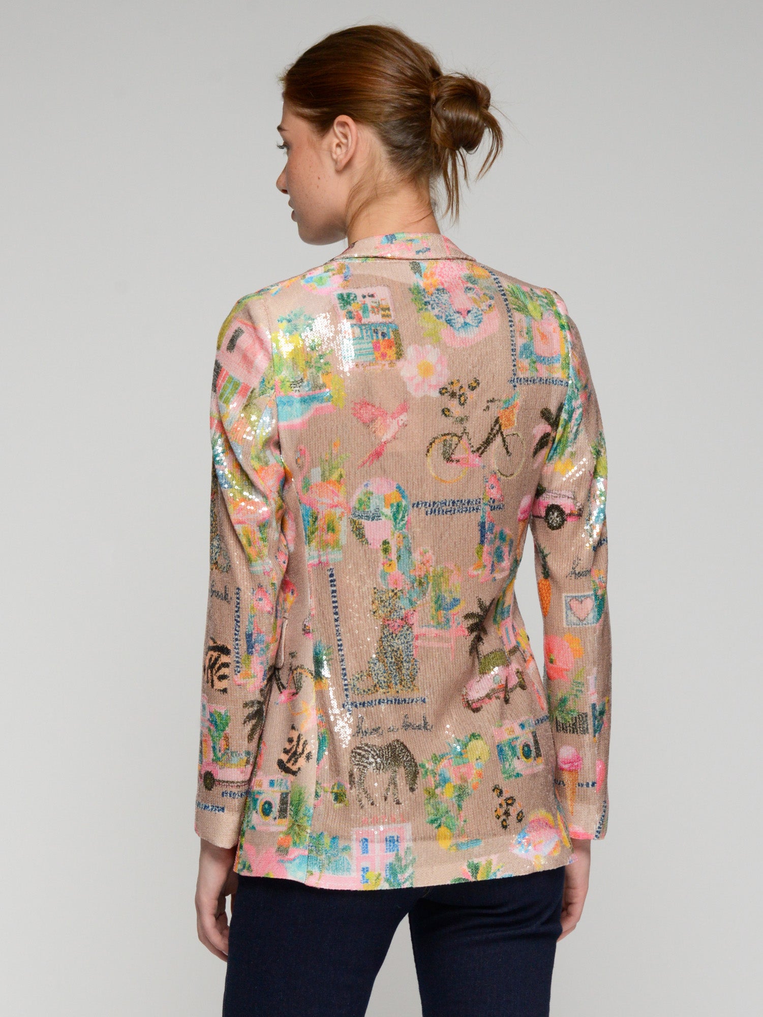 BLAZER ESTAMPADA MULTICOLOR LENTEJUELAS
