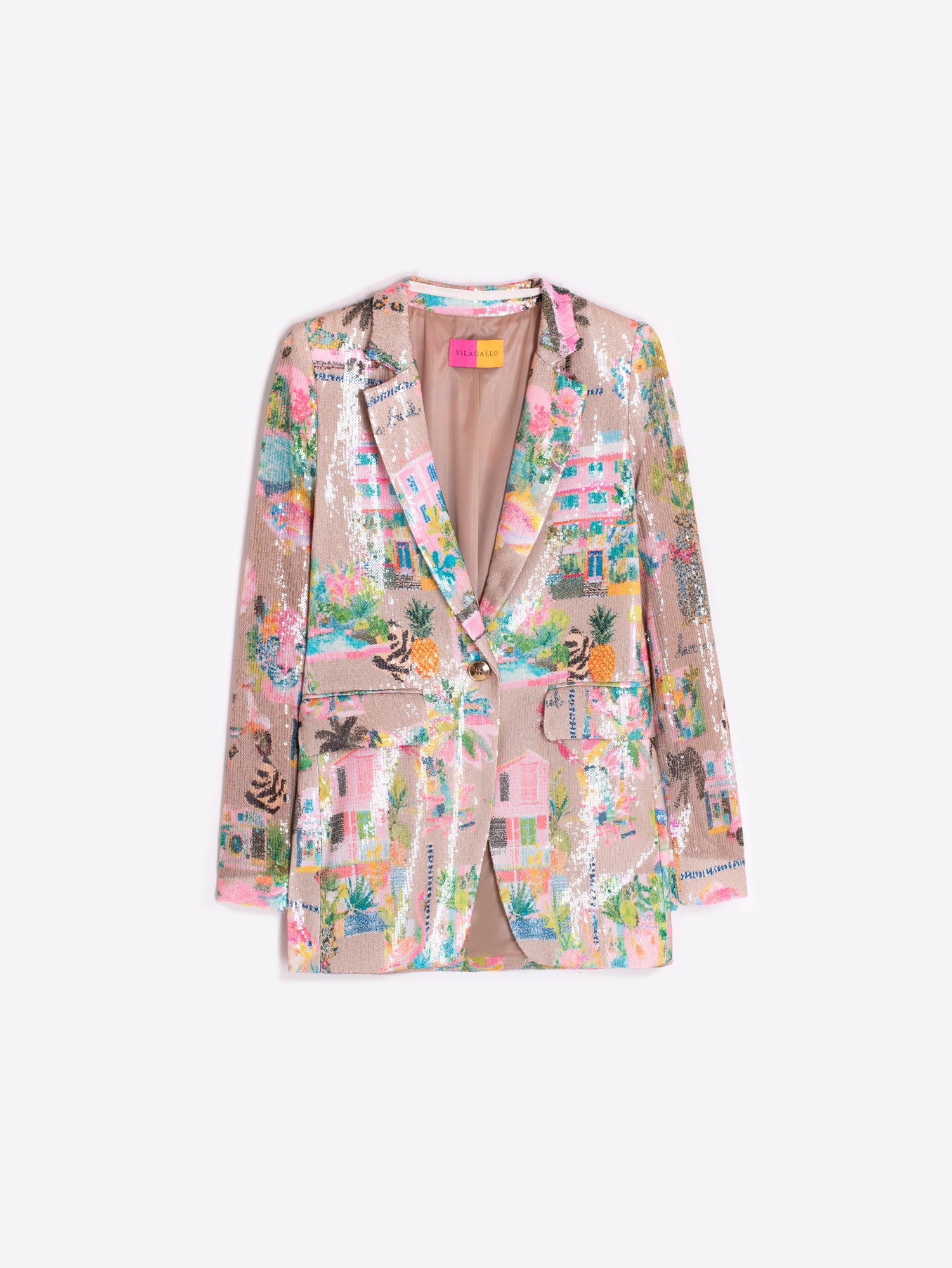BLAZER ESTAMPADA MULTICOLOR LENTEJUELAS