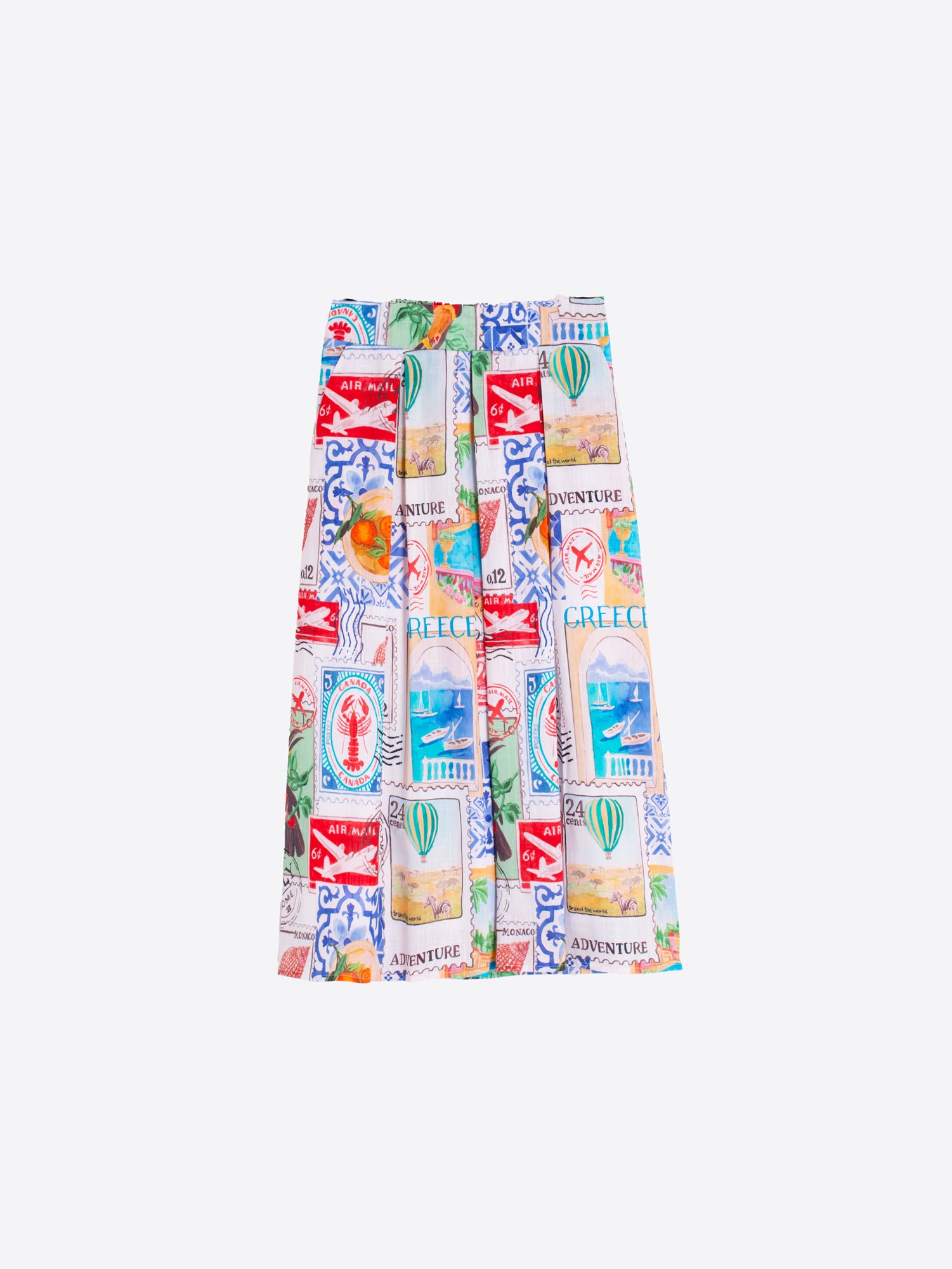 FALDA ESTAMPADO SELLOS DE VIAJE