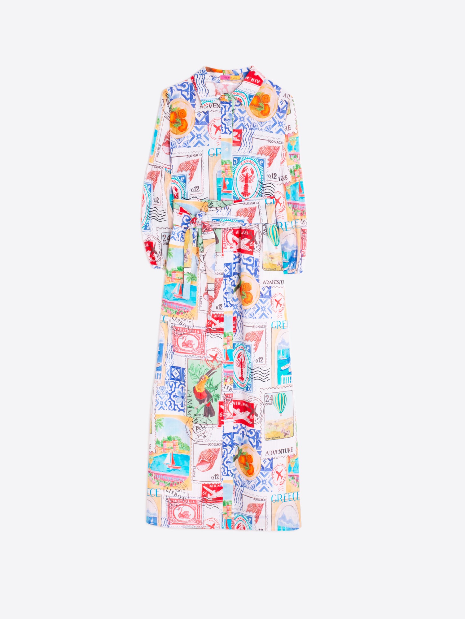 VESTIDO CAMISERO ESTAMPADO SELLOS