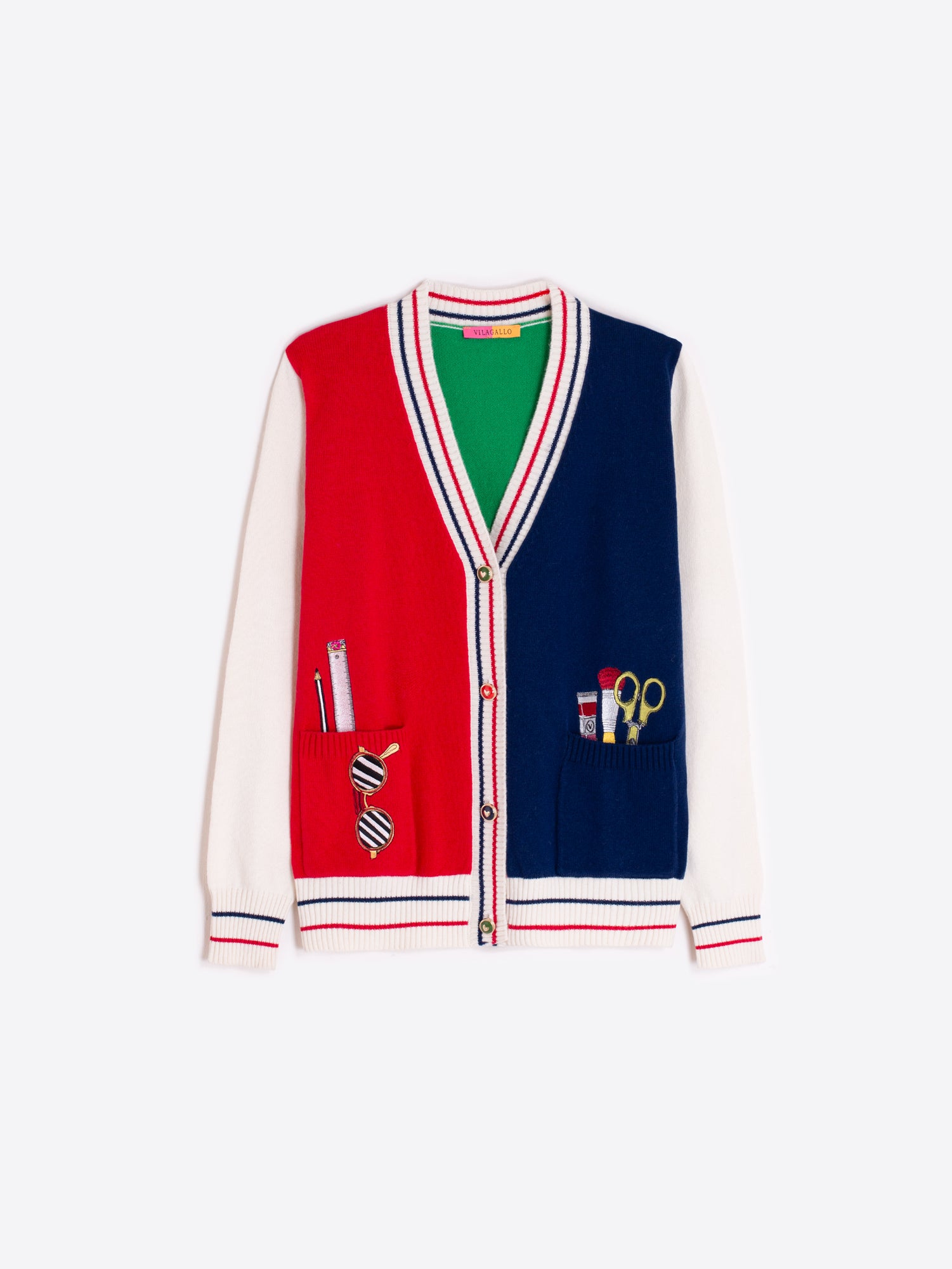 CHAQUETA TRICOLOR BOLSILLOS BORDADOS