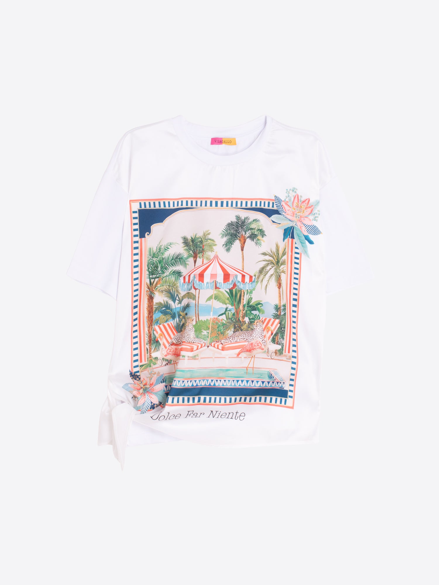 CAMISETA ESTAMPADO DOLCE FAR NIENTE LAZO LATERAL