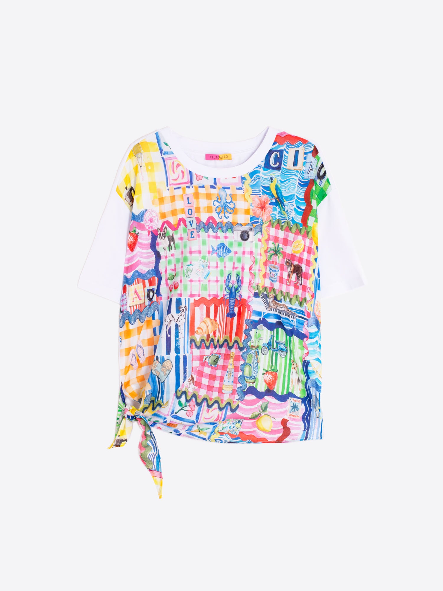 CAMISETA ESTAMPADO MULTICOLOR LAZO LATERAL