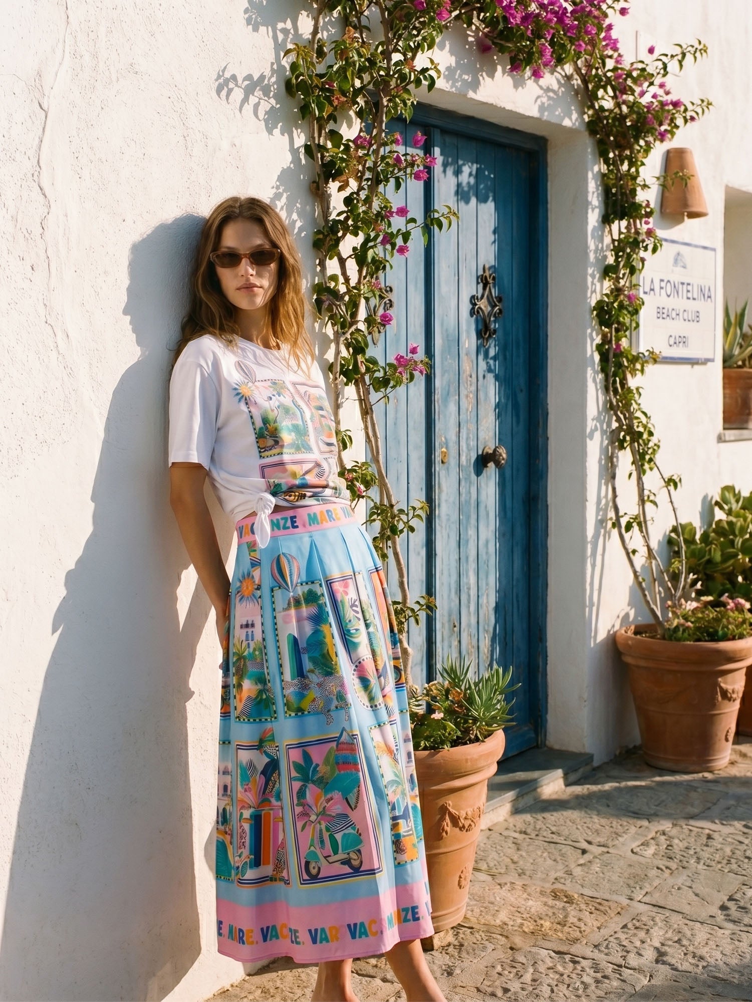 FALDA ESTAMPADO VACACIONES AZUL