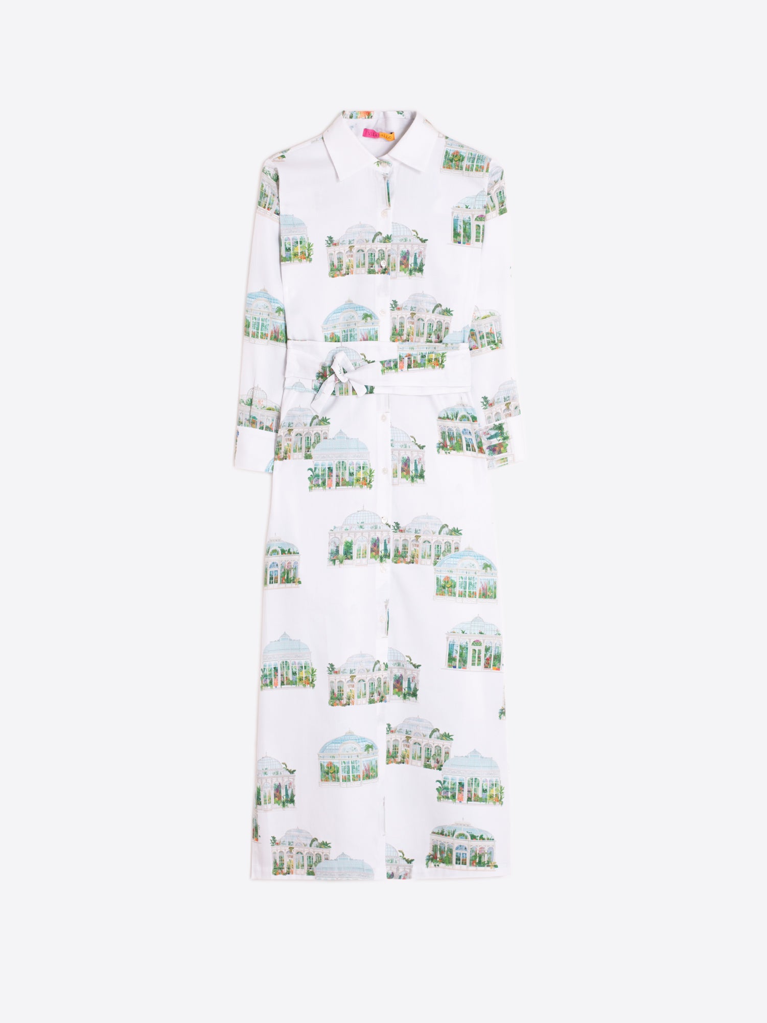 VESTIDO CAMISERO ESTAMPADO INVERNADEROS BLANCO