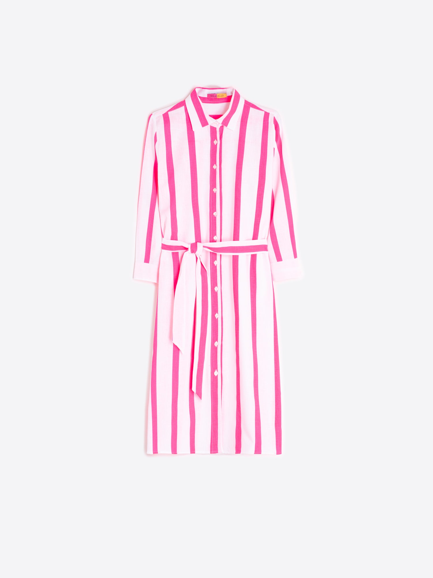 VESTIDO CAMISERO RAYAS FUCSIA