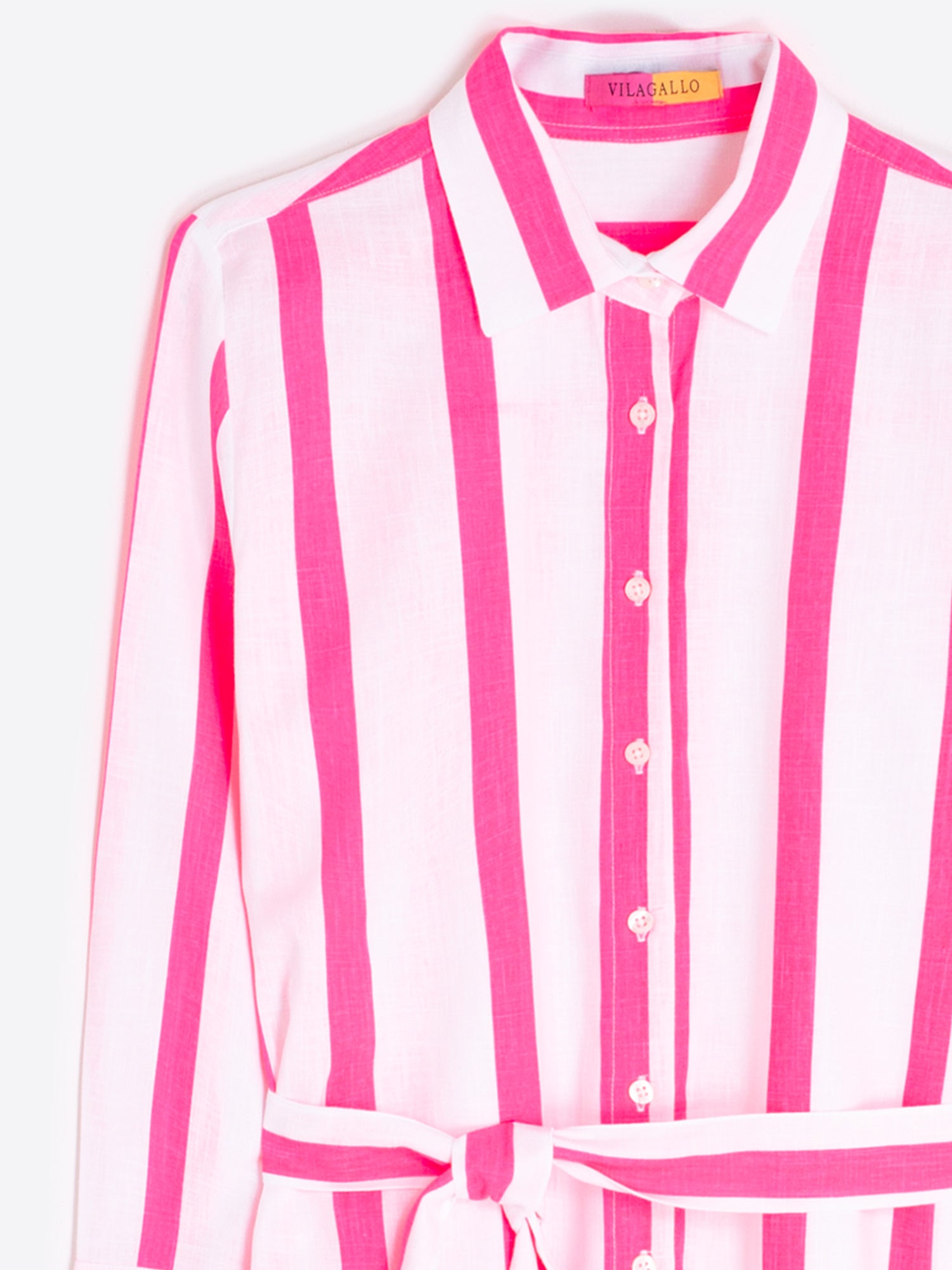 VESTIDO CAMISERO RAYAS FUCSIA
