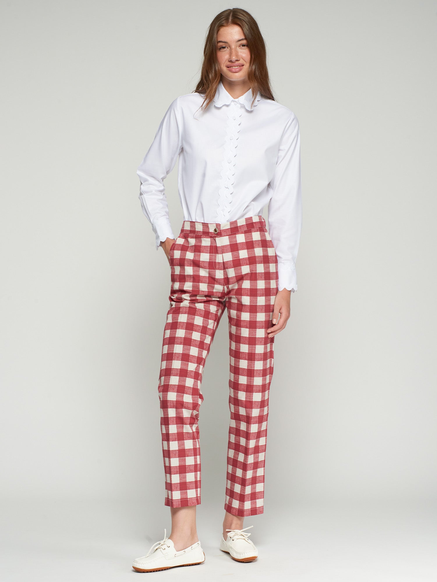 PANTALON TIFFANY VICHY ROJO PRINT