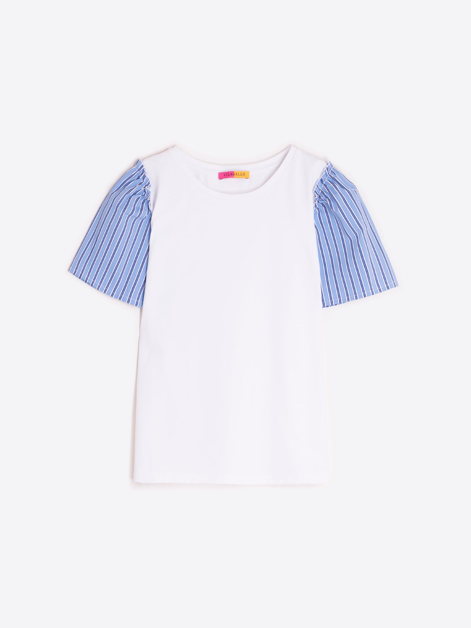 CAMISETA BLANCA MANGA CORTA RAYAS