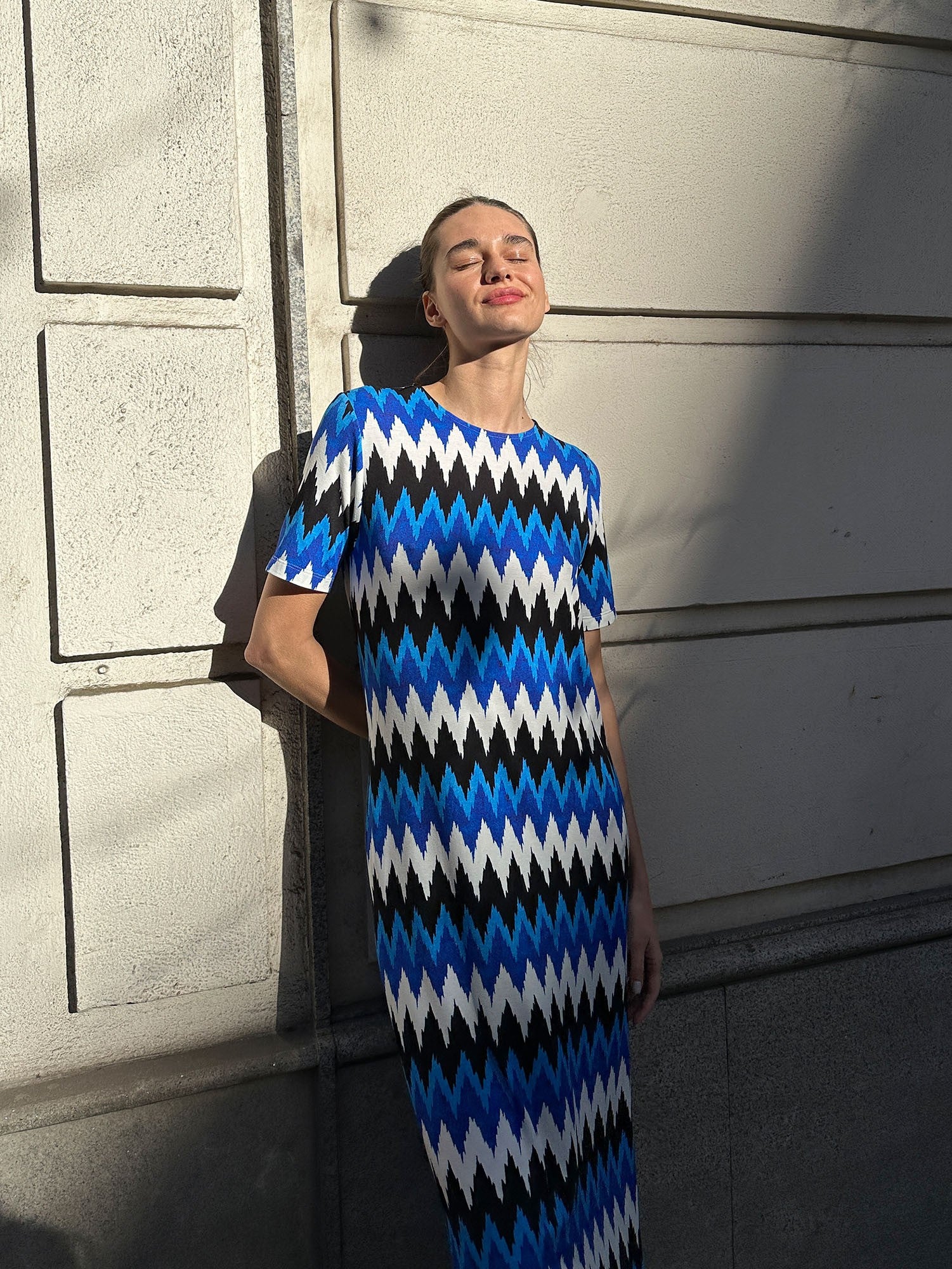 VESTIDO CLARA GEOMETRICO AZUL