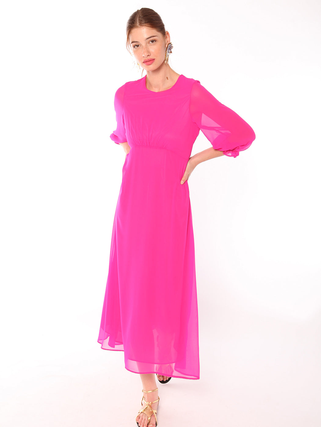VESTIDO KARA FUCSIA CHIFFON