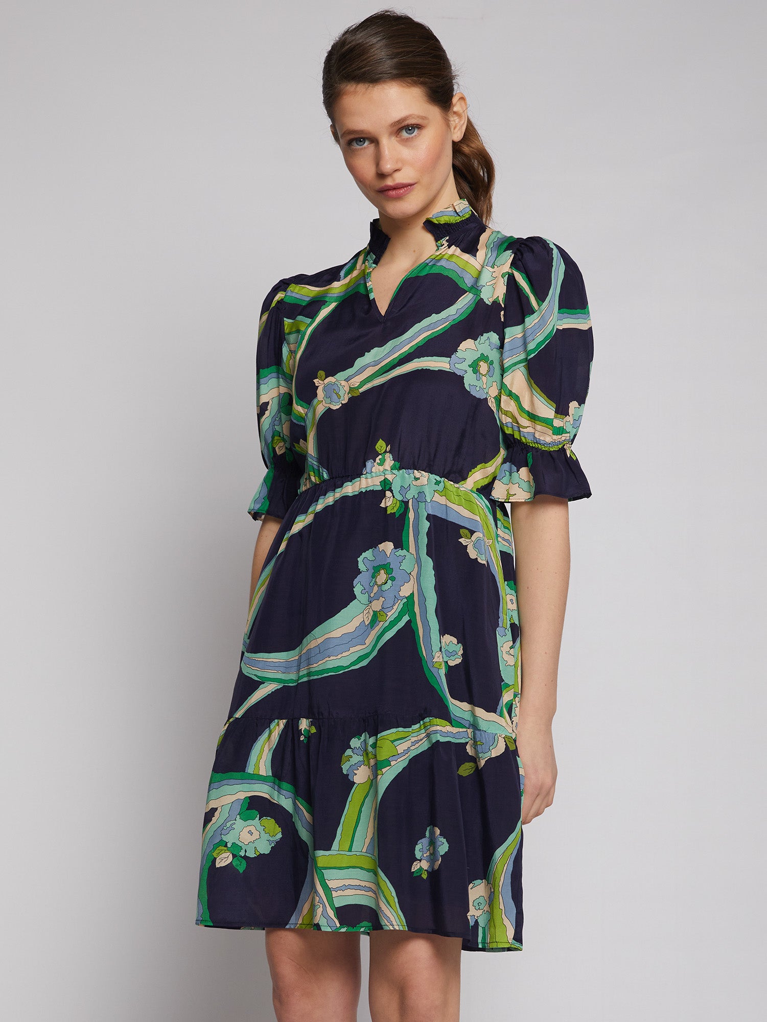 VESTIDO CHERRYL BRISVANE NAVY PRINT