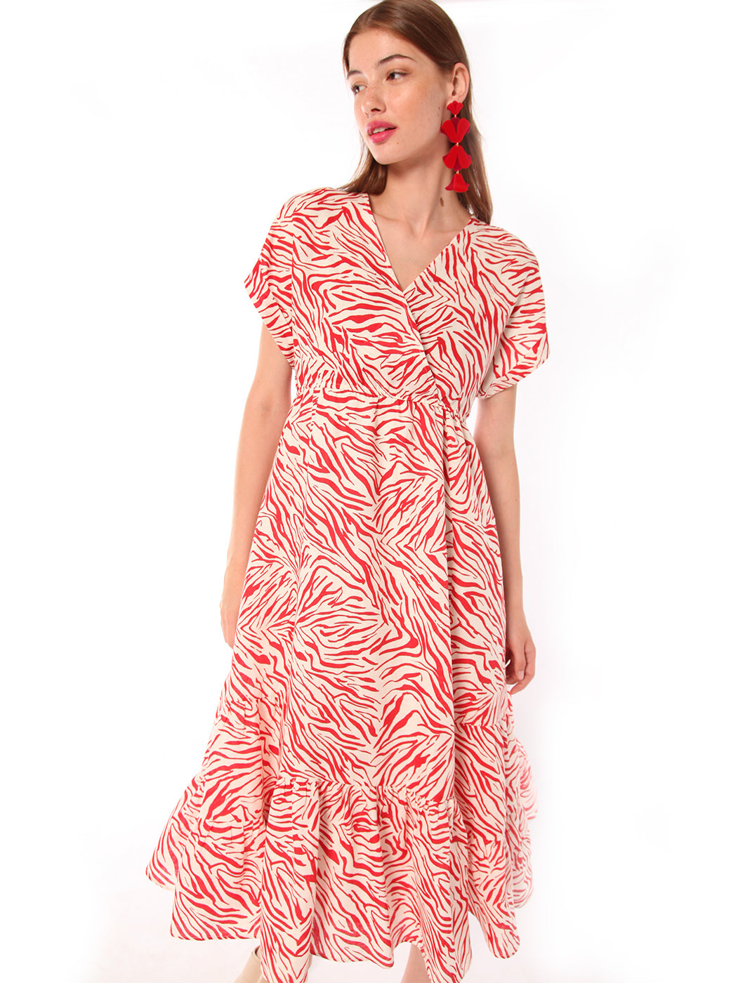 VESTIDO LIBBY RED LINEN ZEBRA