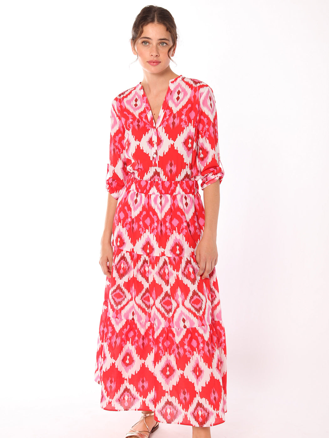 FALDA ASTRID IKAT RED PRINT