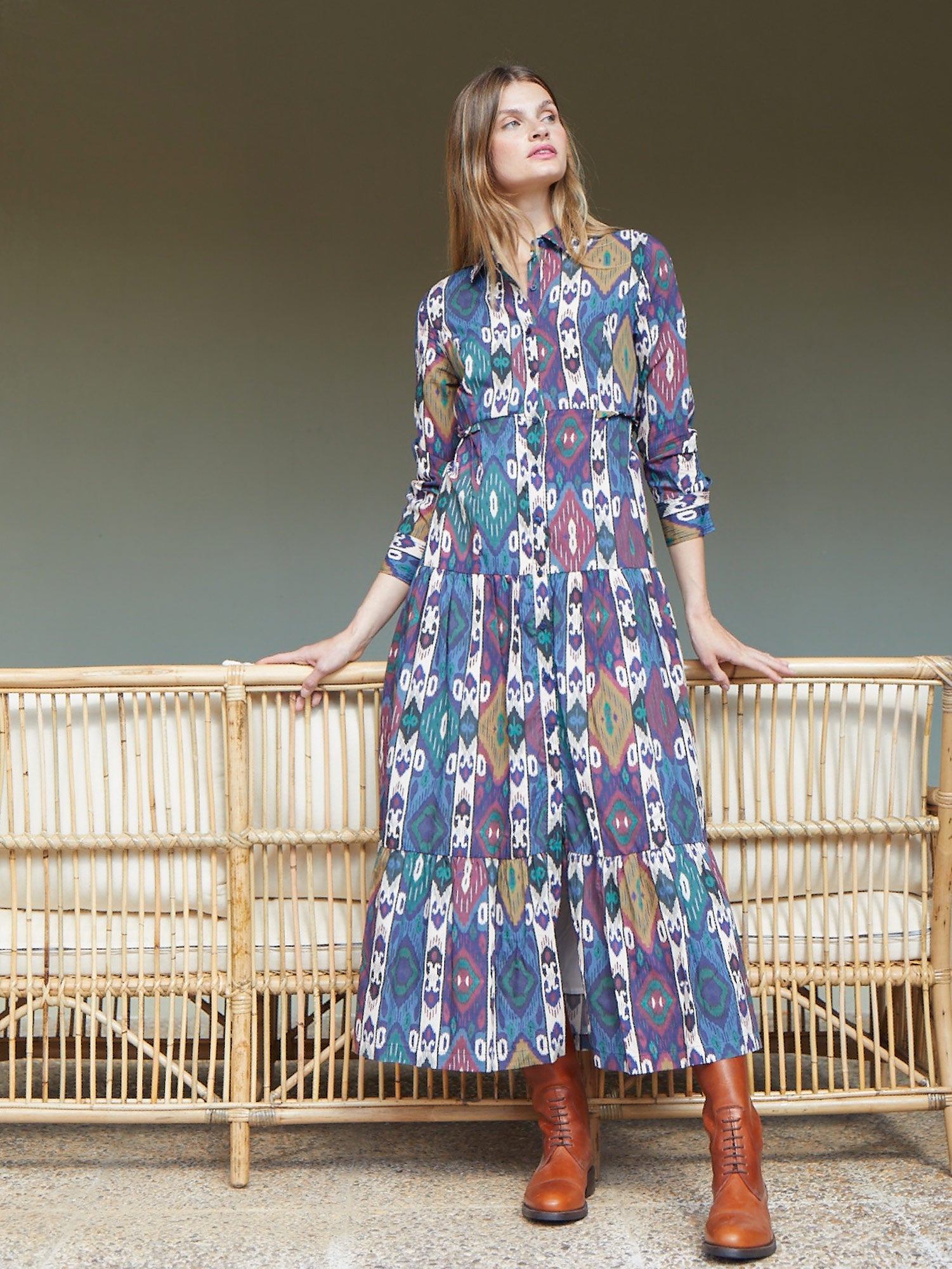 VESTIDO MATILDA IKAT BOURDEAUX BLUE