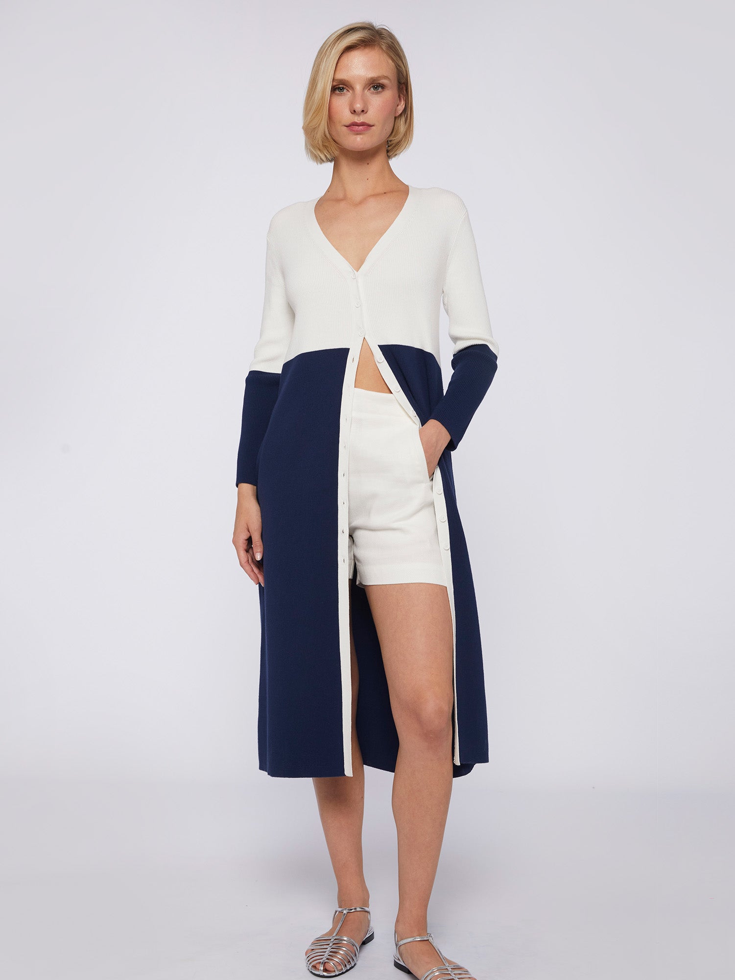 KNITWEAR SERENA BICOLOR ECRU&NAVY