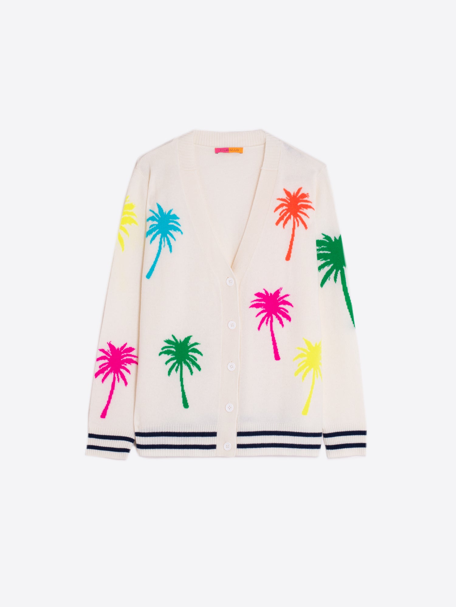 KNITWEAR PALM TREE INTARSIA CARDIGAN ECRU 