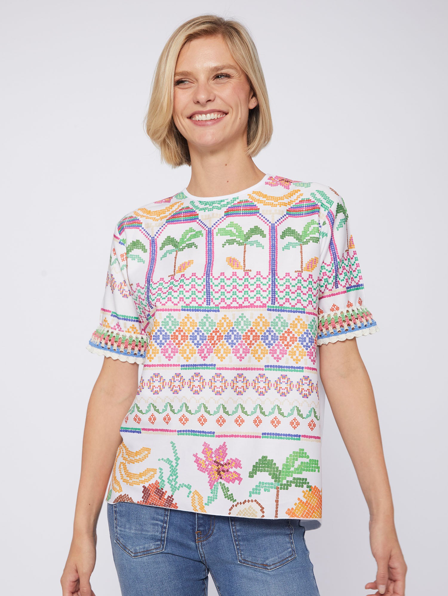 T-SHIRT DARZIE MENORCA CROSS STITCH PRINT