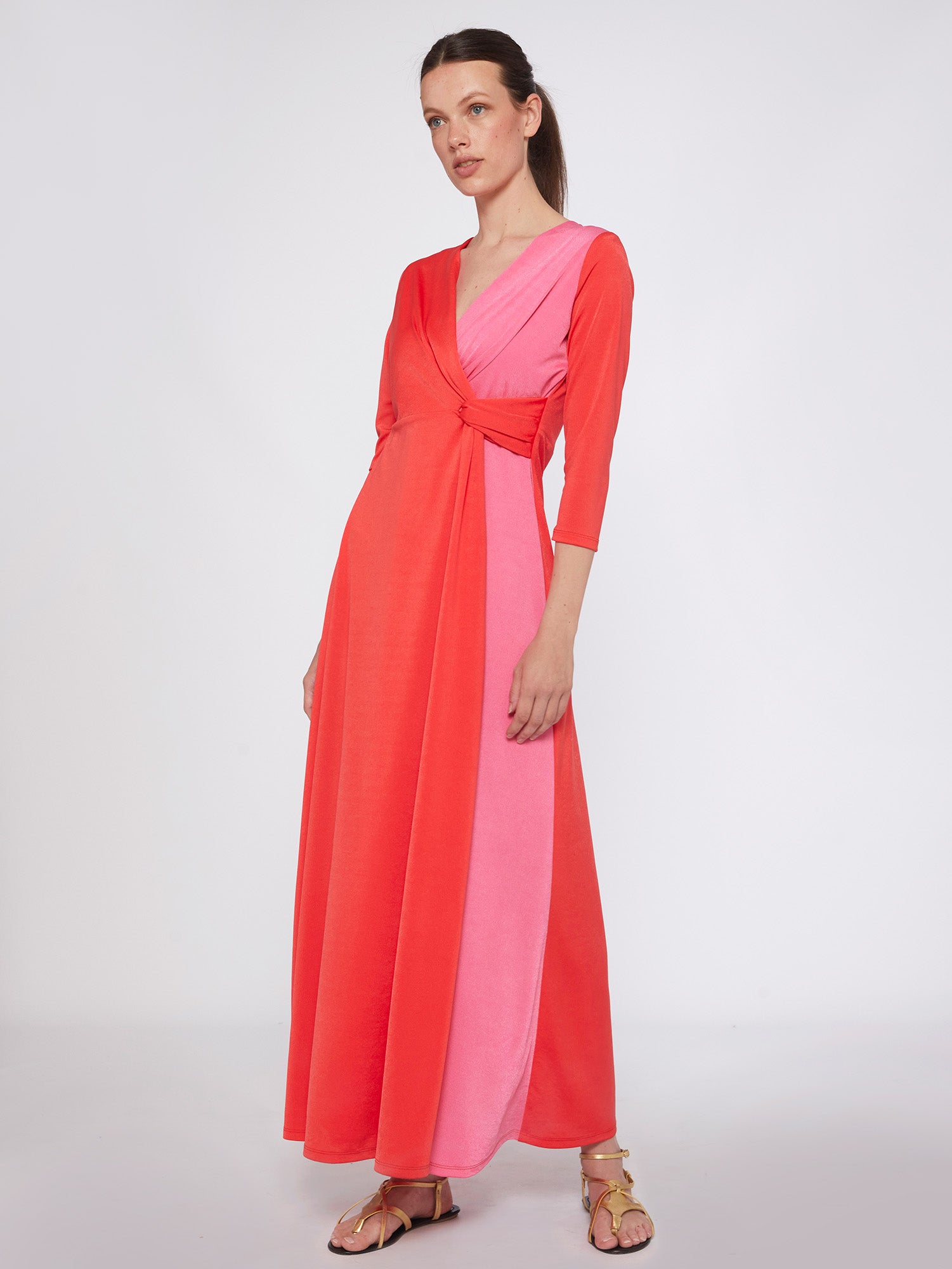 VESTIDO ADI LONG CORAL KNIT SATIN