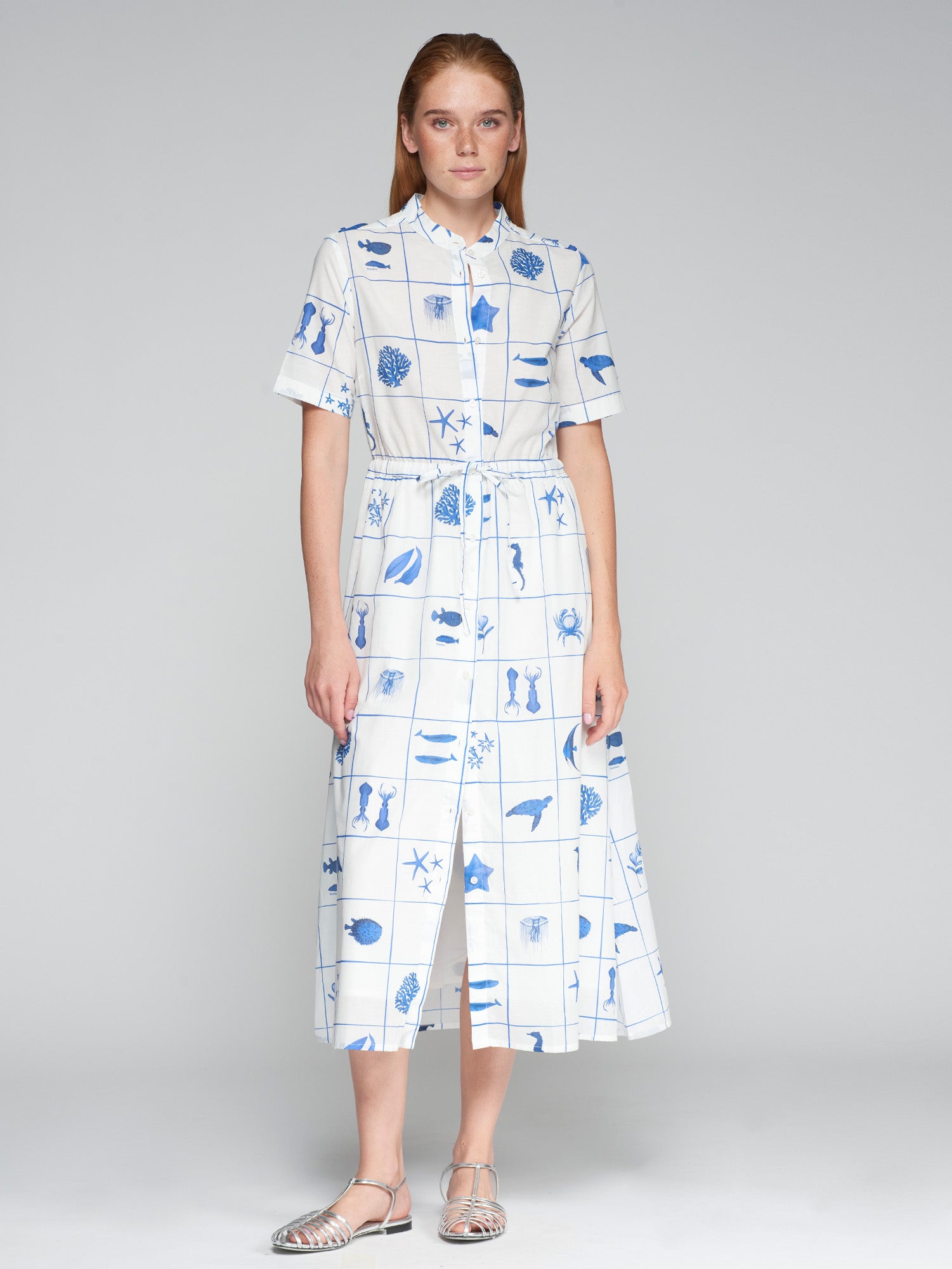 VESTIDO AROA MOTIVOS MARINOS AZULES