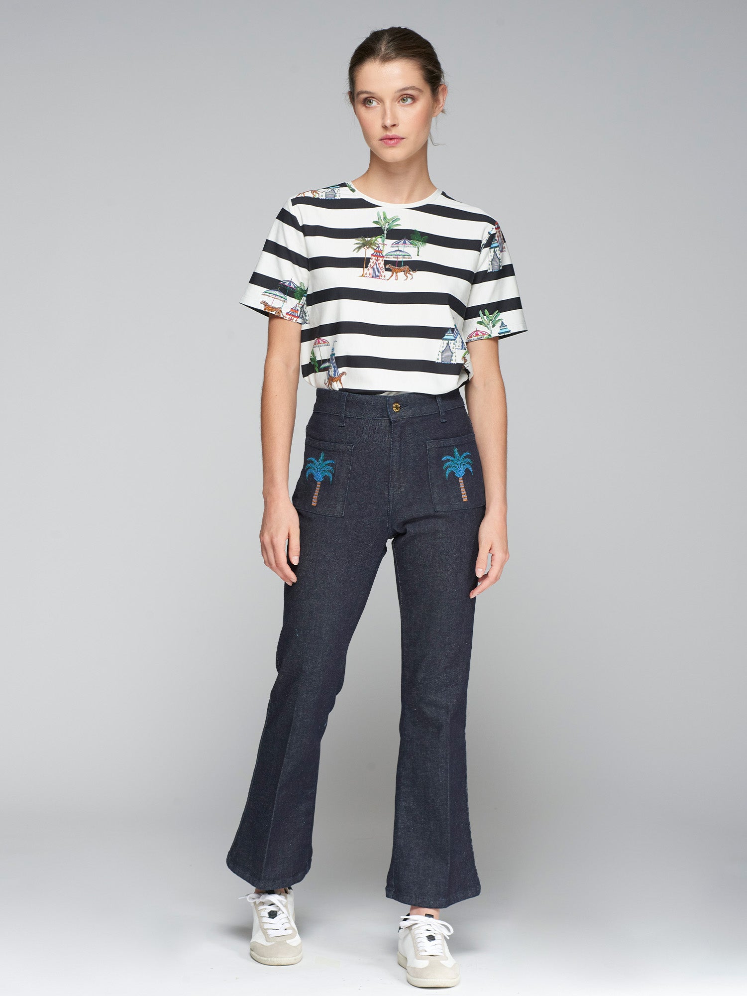 PANTALON ALINA EMB DENIM OSCURO P