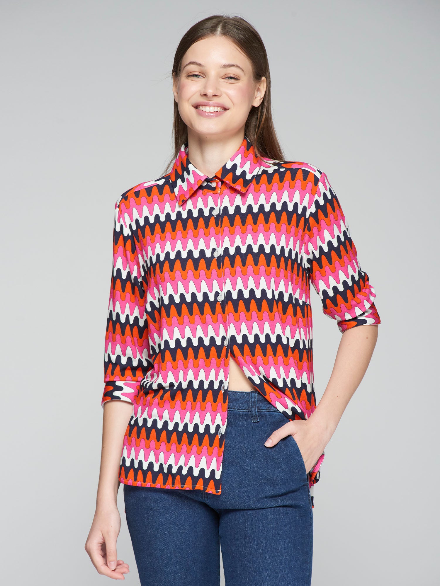 CAMISA SARA ONDAS PUNTO PRINT