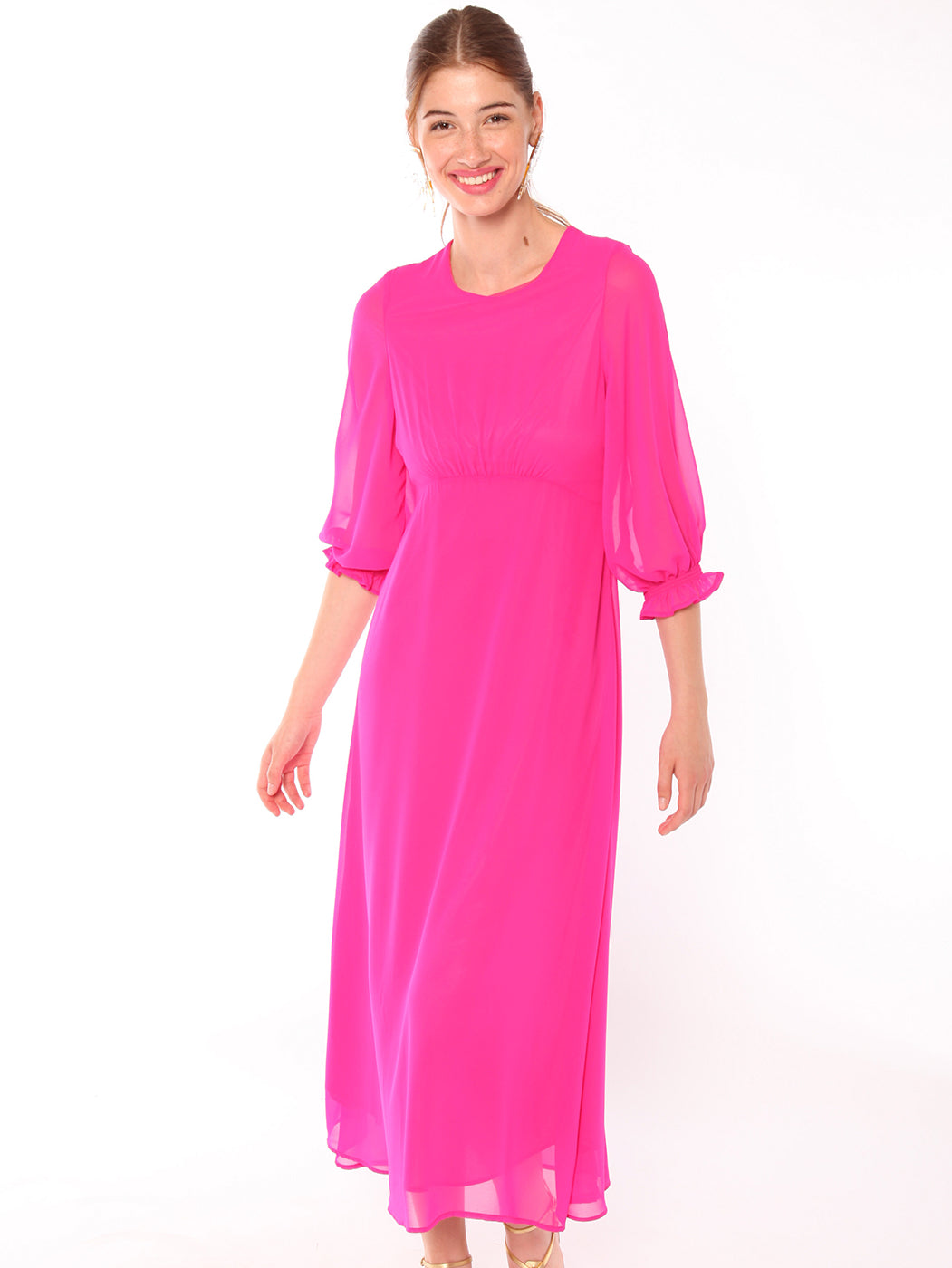 VESTIDO KARA FUCSIA CHIFFON