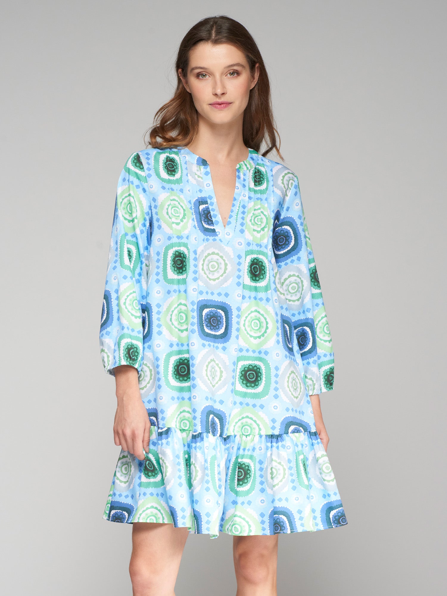 VESTIDO TAYLOR ROSETON AZUL SATIN