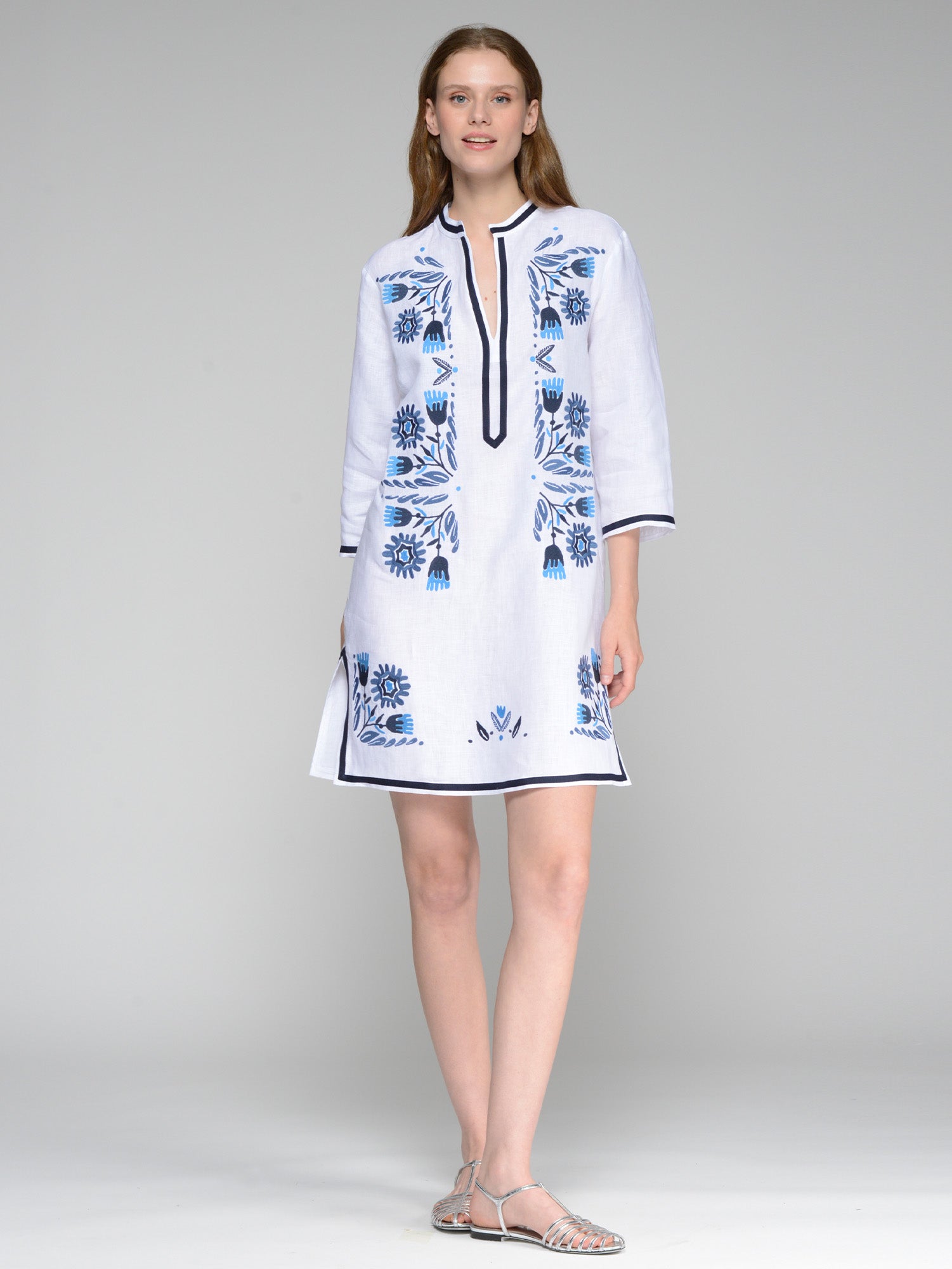 VESTIDO KAFTAN DILETTA EMB LINO BLANCO