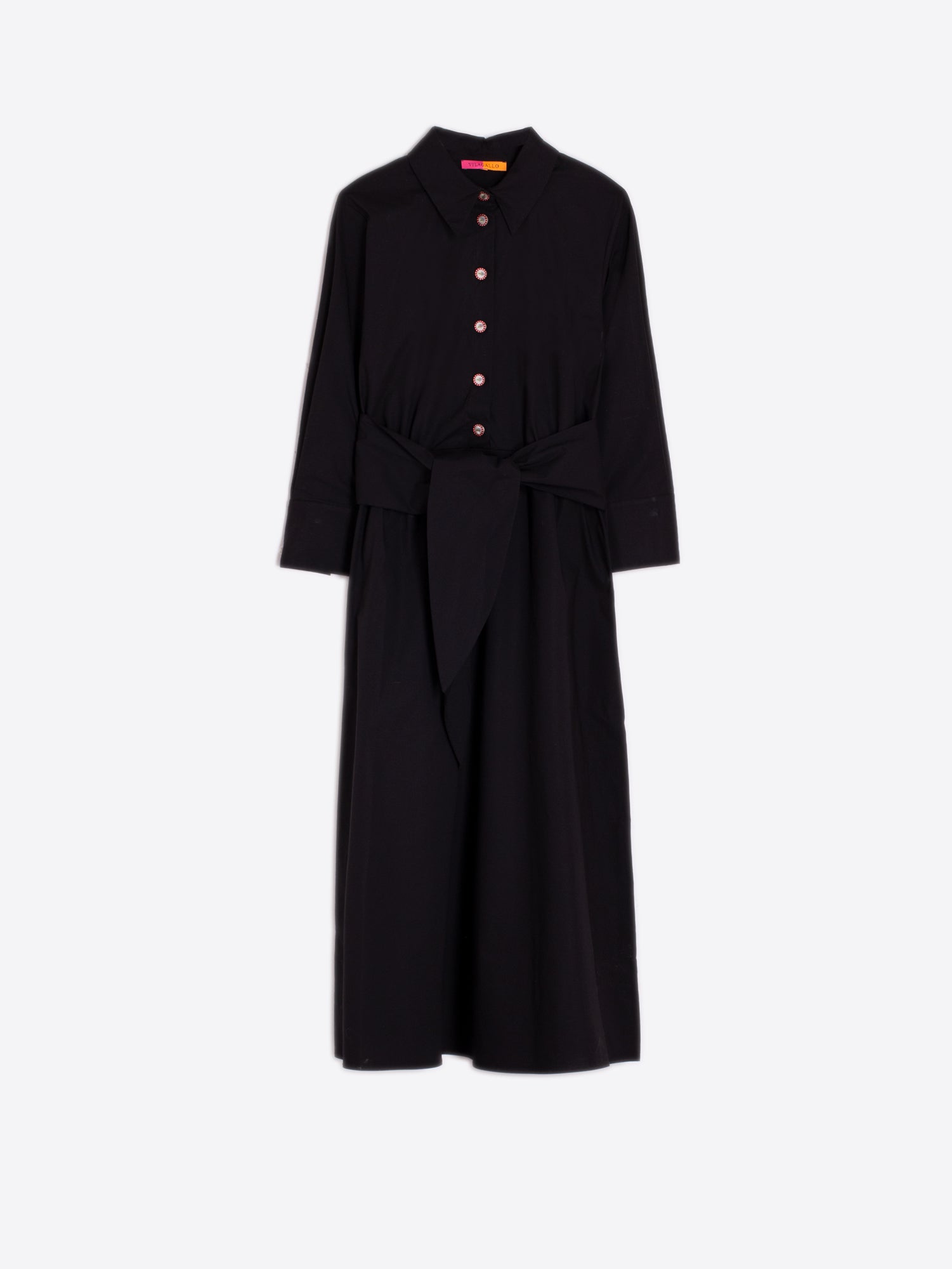VESTIDO CAMISERO LAZO NEGRO POPELIN