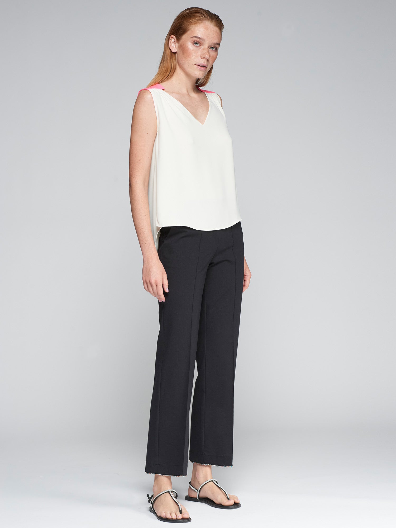 PANTALON CAROLE STRASS PUNTO ROMA NEGRO