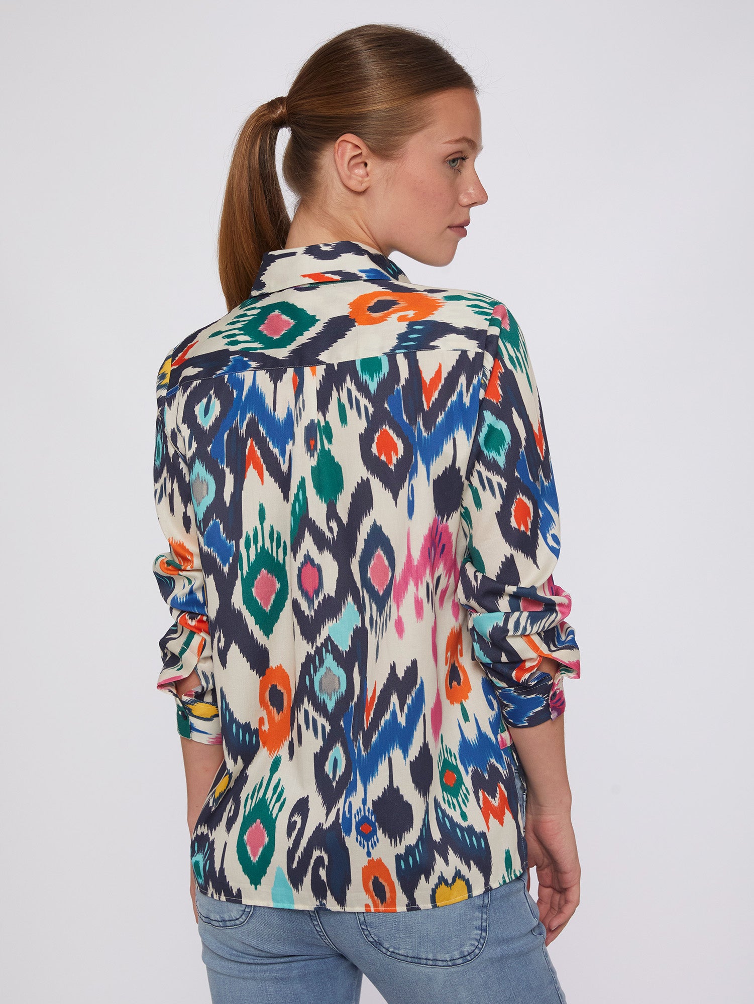 CAMISA ISABELLA MULTICOLOUR IKAT COTTON PRINT