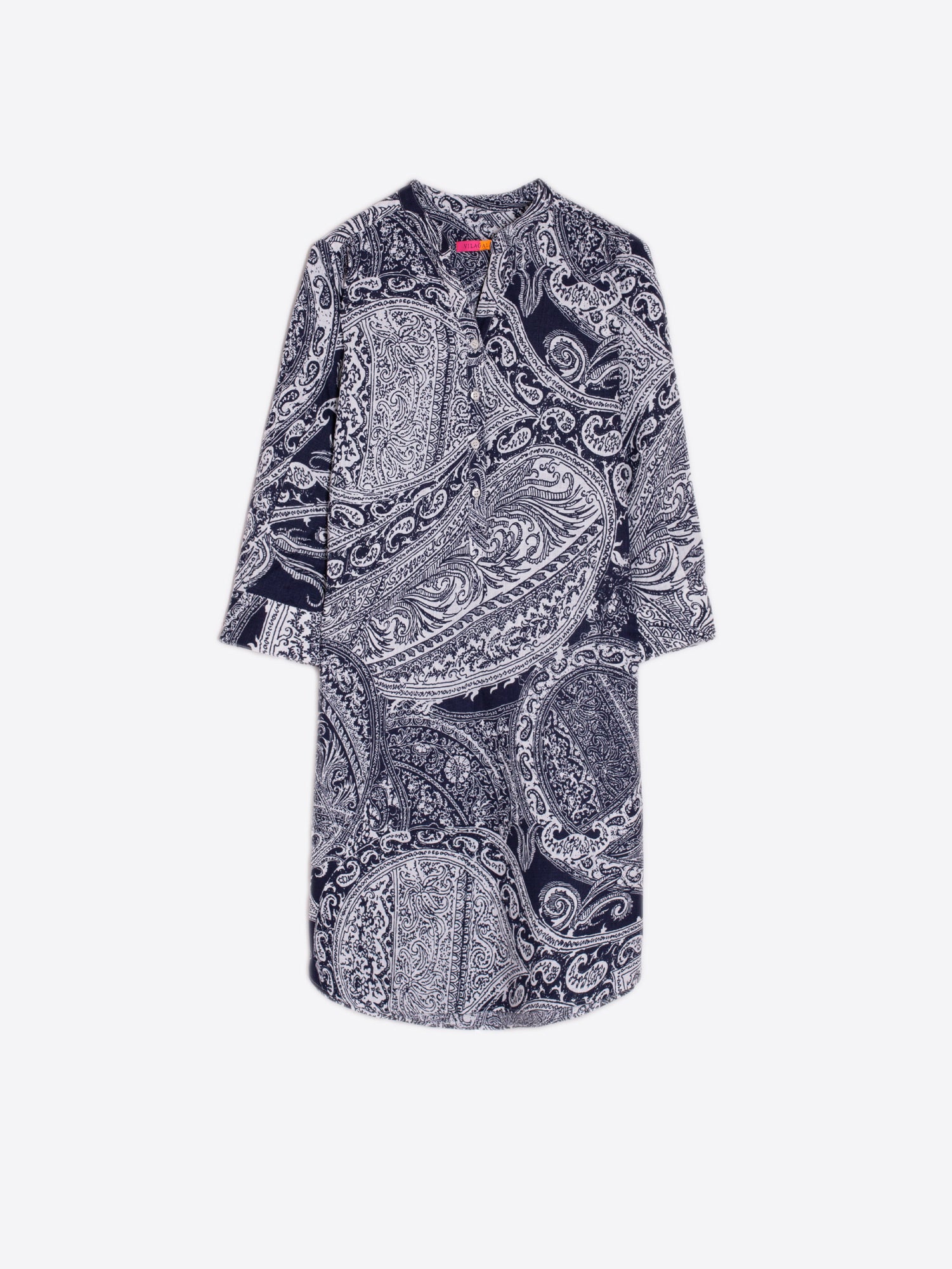 VESTIDO PAISLEY AZUL MARINO