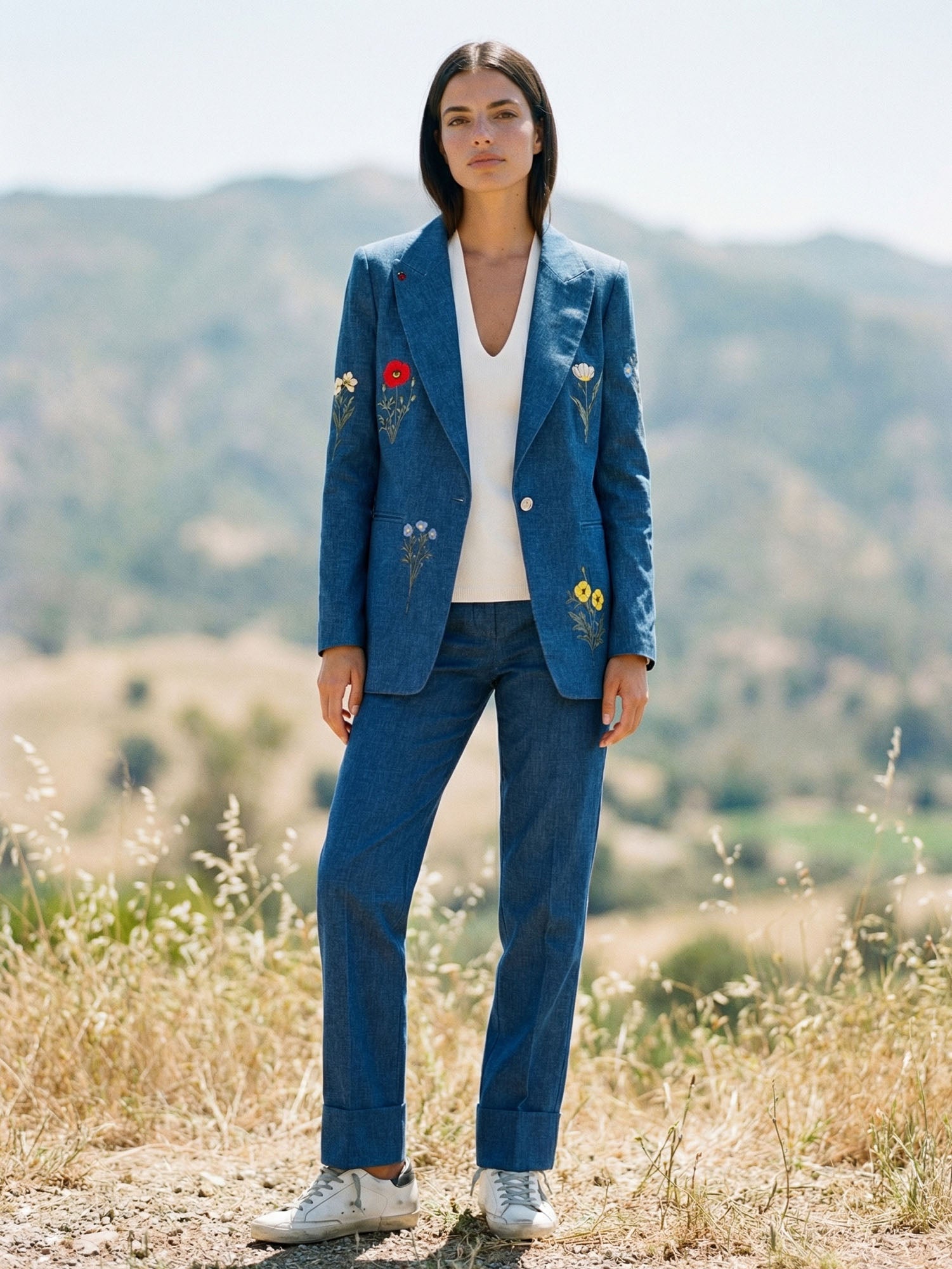PANTALÓN AZUL RECTO BAJO VUELTA