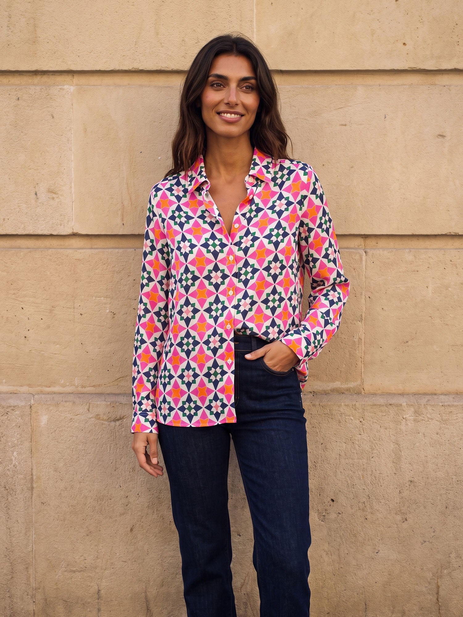 CAMISA ESTAMPADO GEOMÉTRICO MULTICOLOR