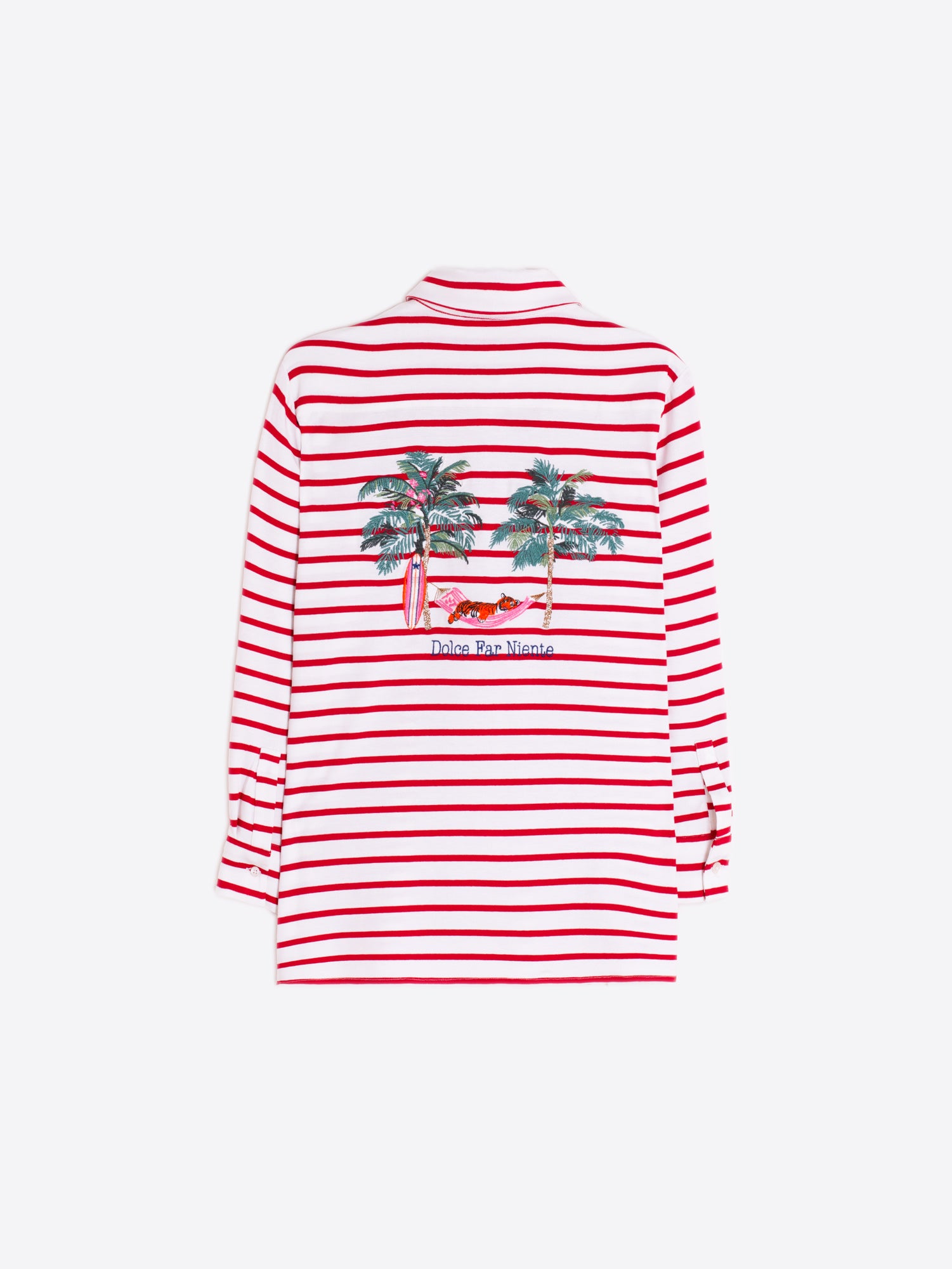 RED STRIPED SHIRT EMBROIDERED DOLCE FAR NIENTE