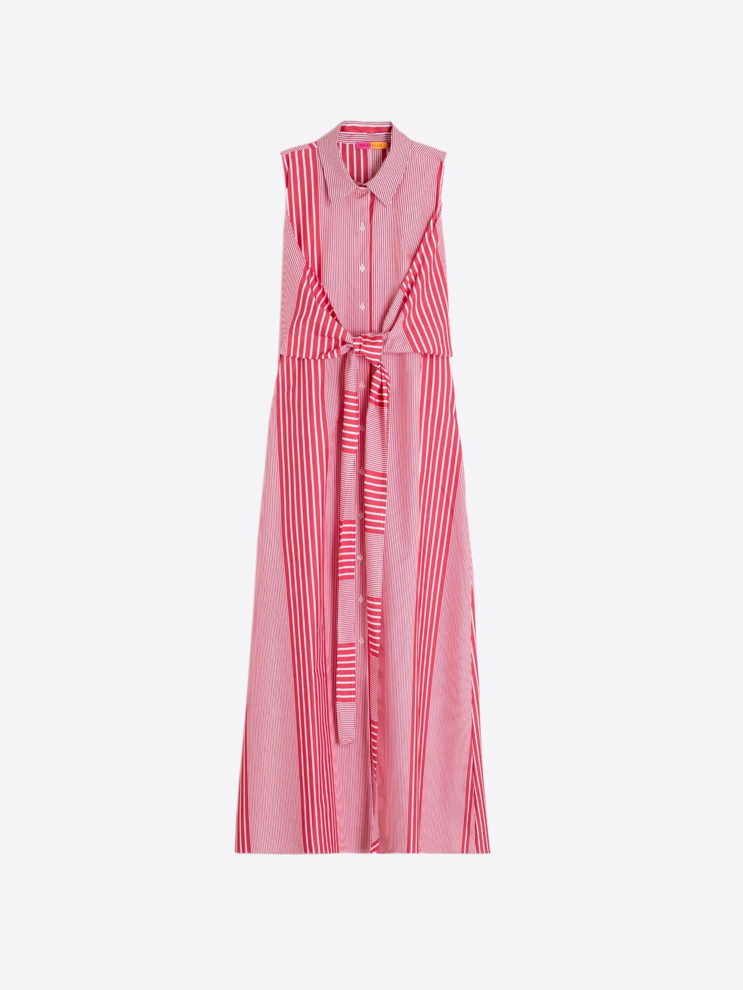 VESTIDO CAMISERO RAYAS ROJO