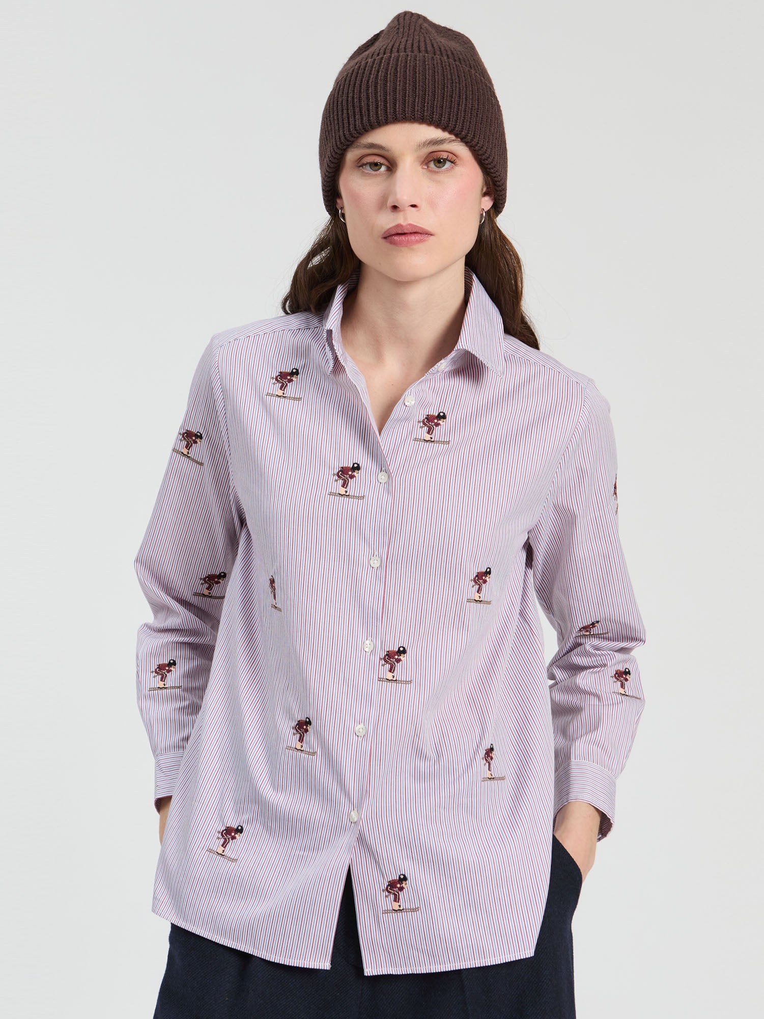 CAMISA DE RAYAS BICOLOR BORDADO ESQUI