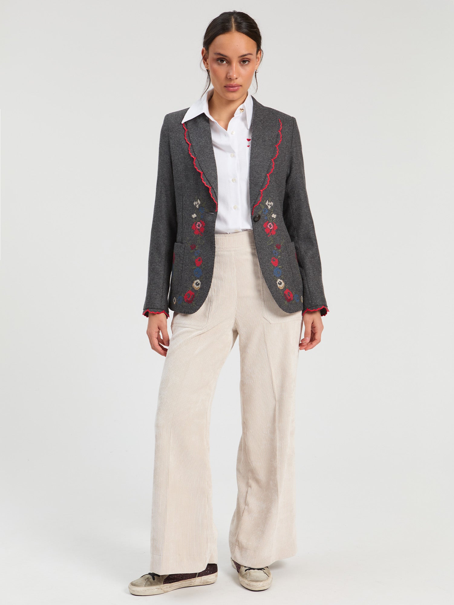 GRAY TWEED HEARTS JACKET