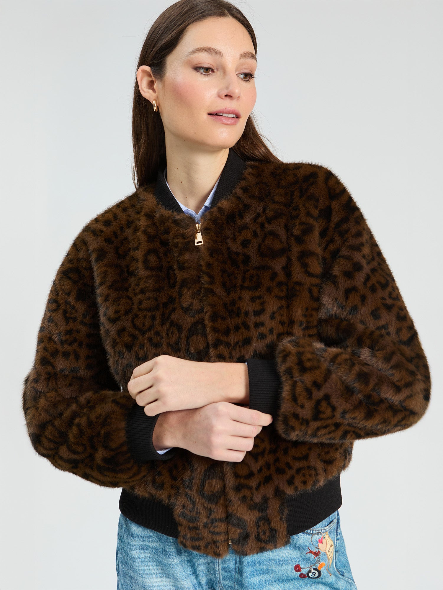 LEOPARD FUR BOMBER JACKET