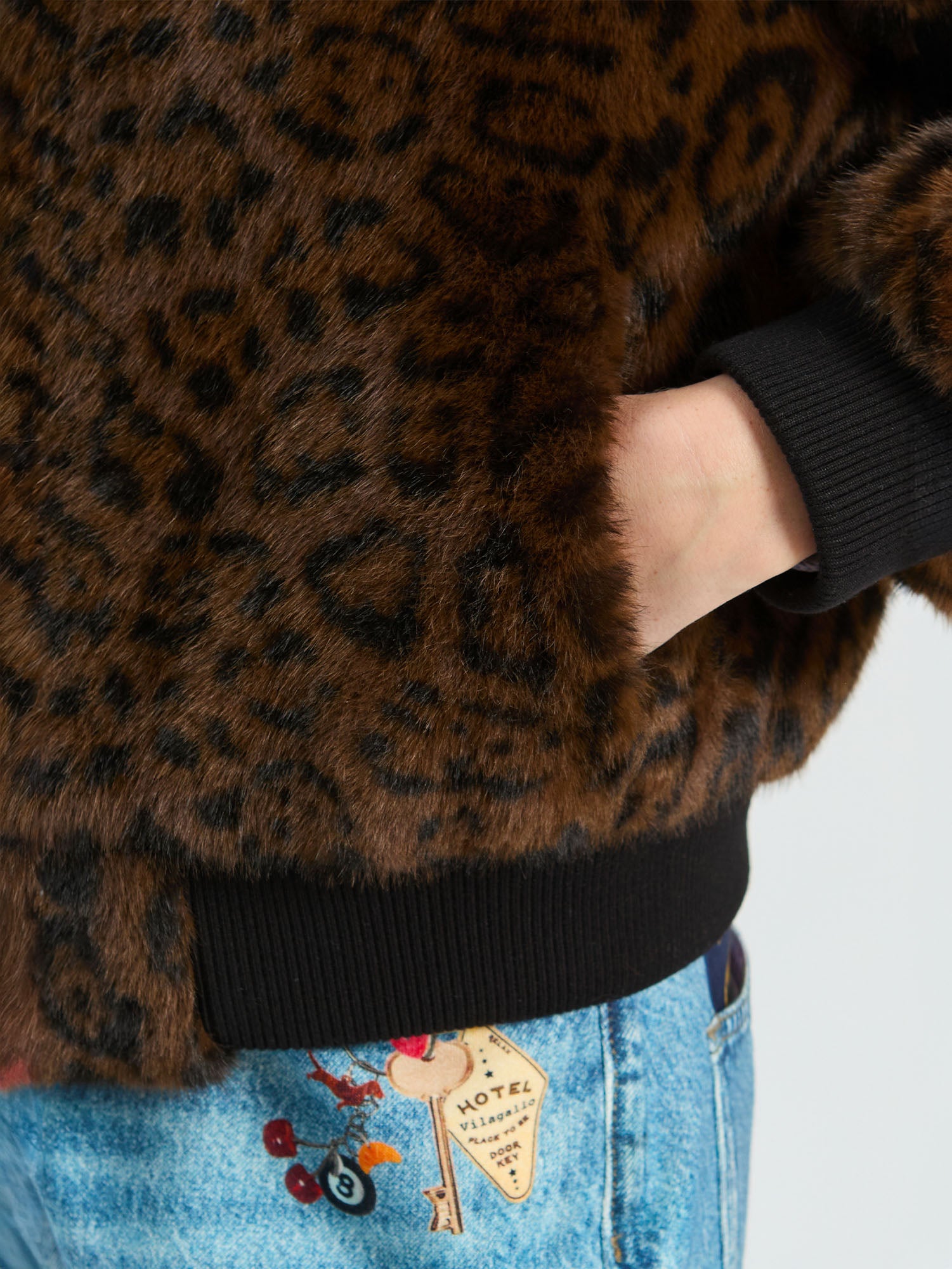 LEOPARD FUR BOMBER JACKET