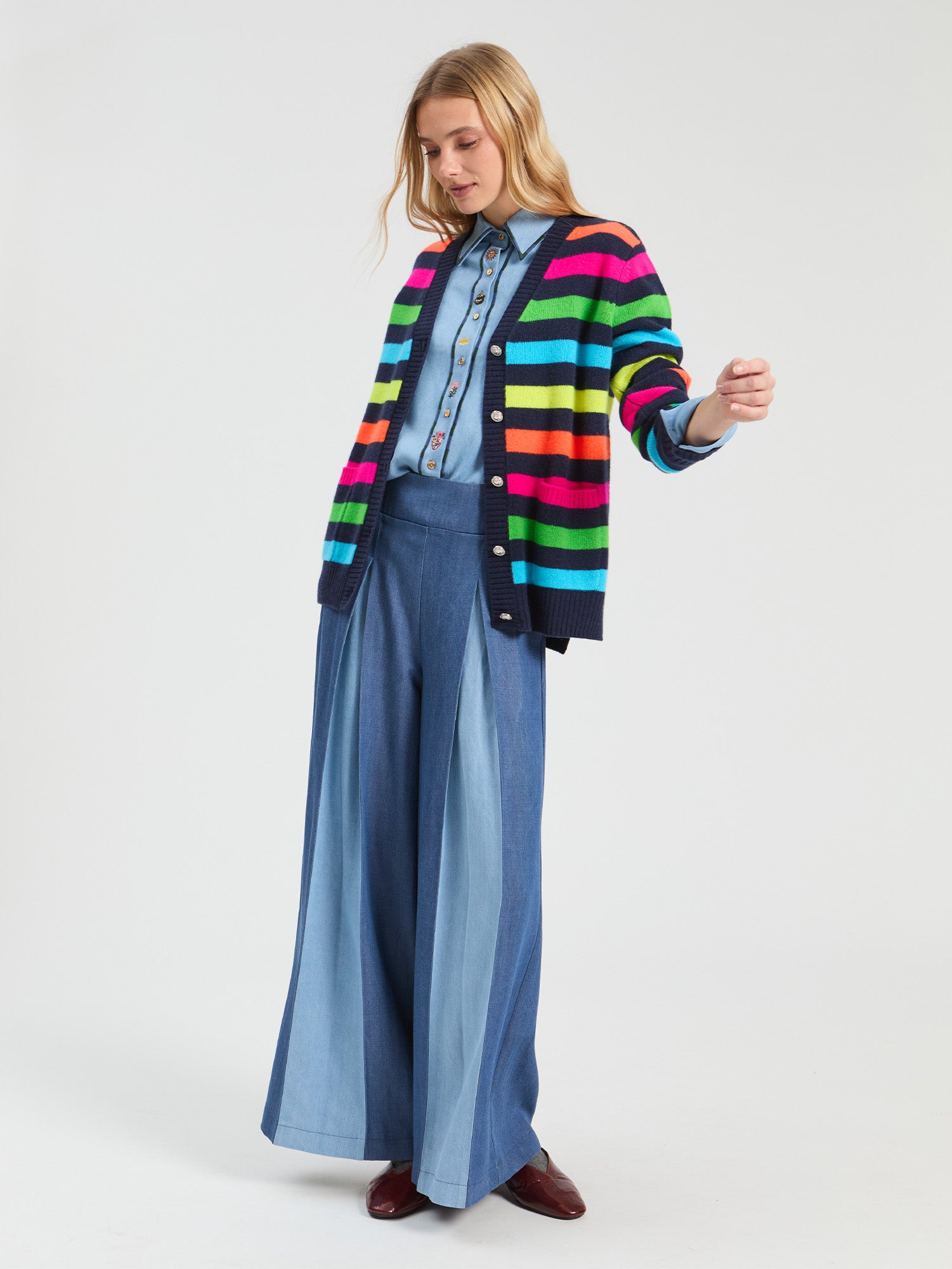 TENCEL DENIM PALAZZO TROUSERS
